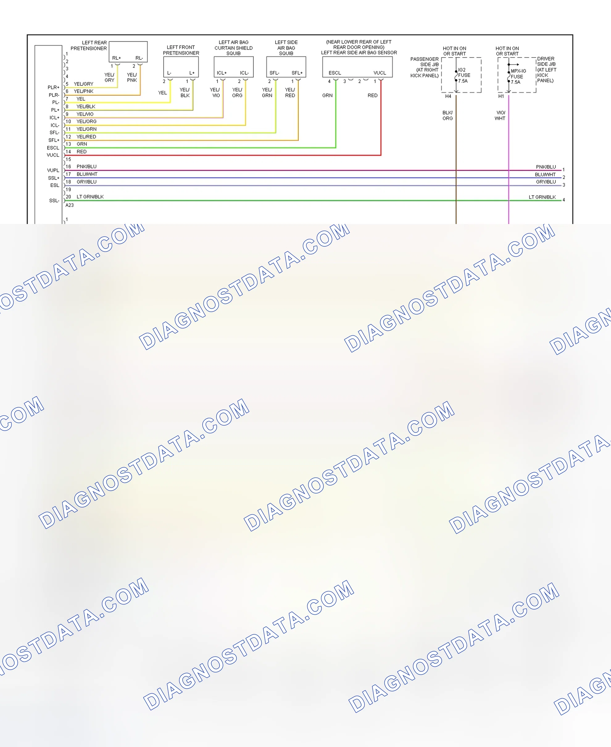 Scheme 1: Air Bag System Wiring Diagram (LS400-1 Of 2)