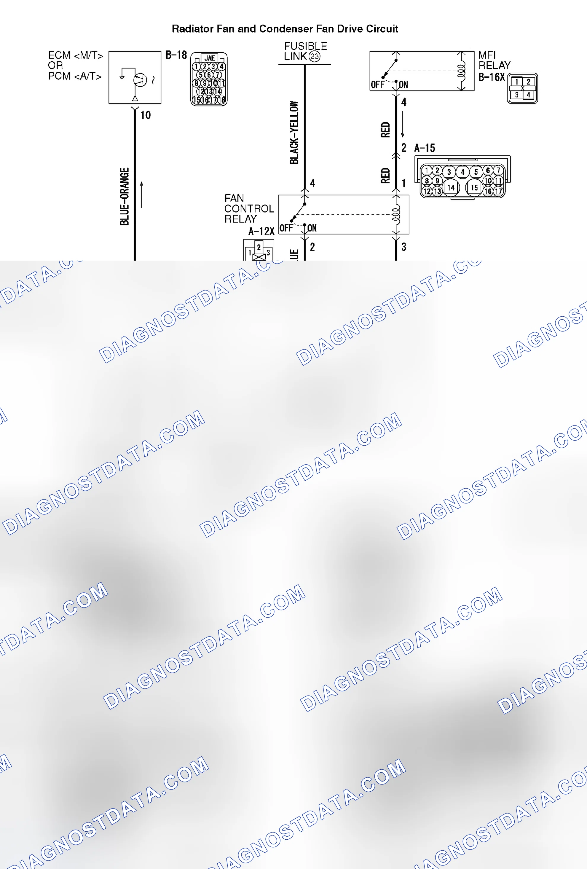 Scheme 5: INSPECTION PROCEDURE 3: RADIATOR FAN AND CONDENSER FAN DO NOT OPERATE < 3.8L ENGINE >