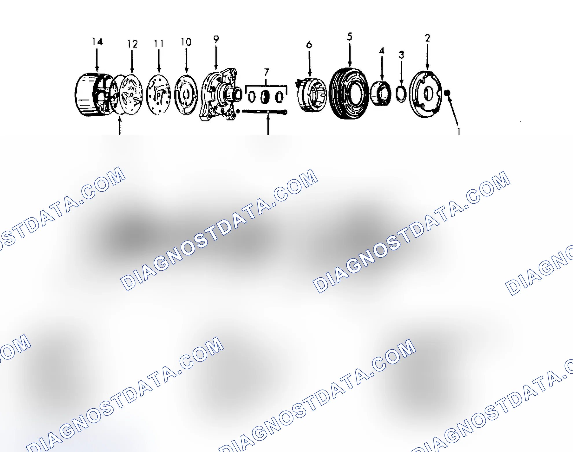 Scheme 4: Exploded View of Harrison HR-6 6-Cylinder Compressor