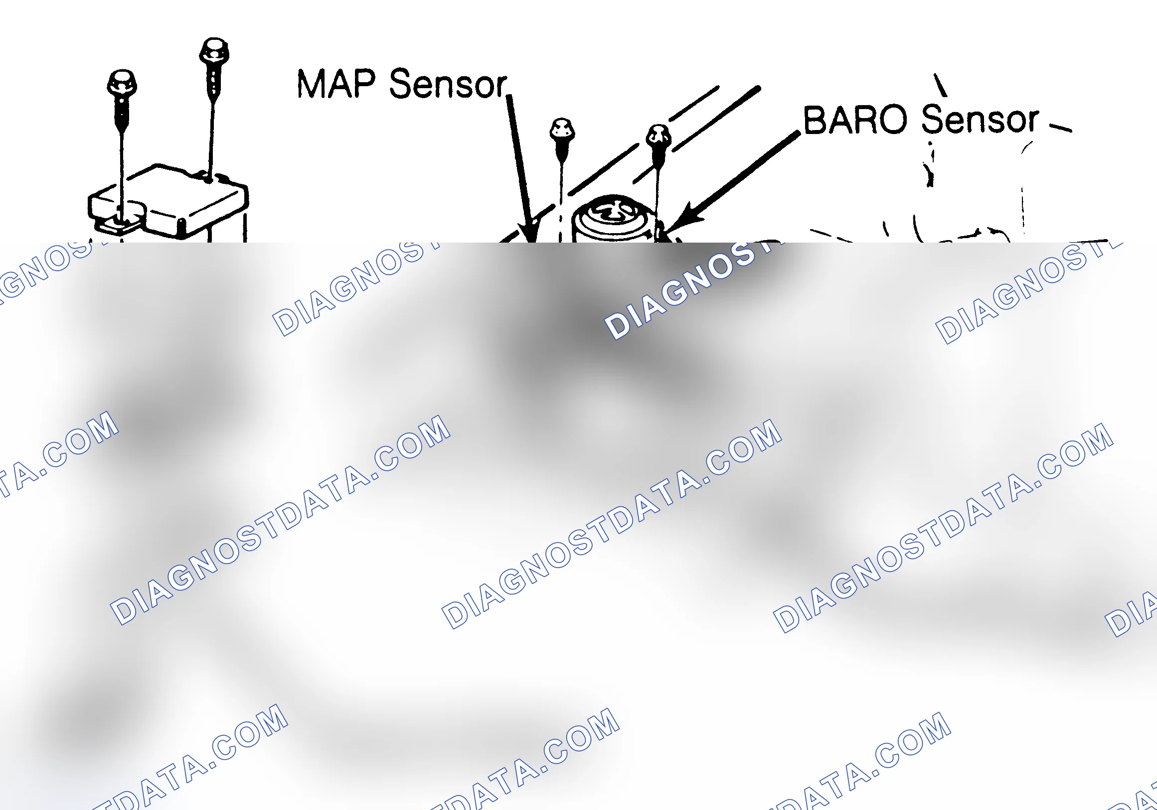 Scheme 189: MAP/BARO Or Vacuum Sensor Location (Location May Also Be In Passenger Compartment.)