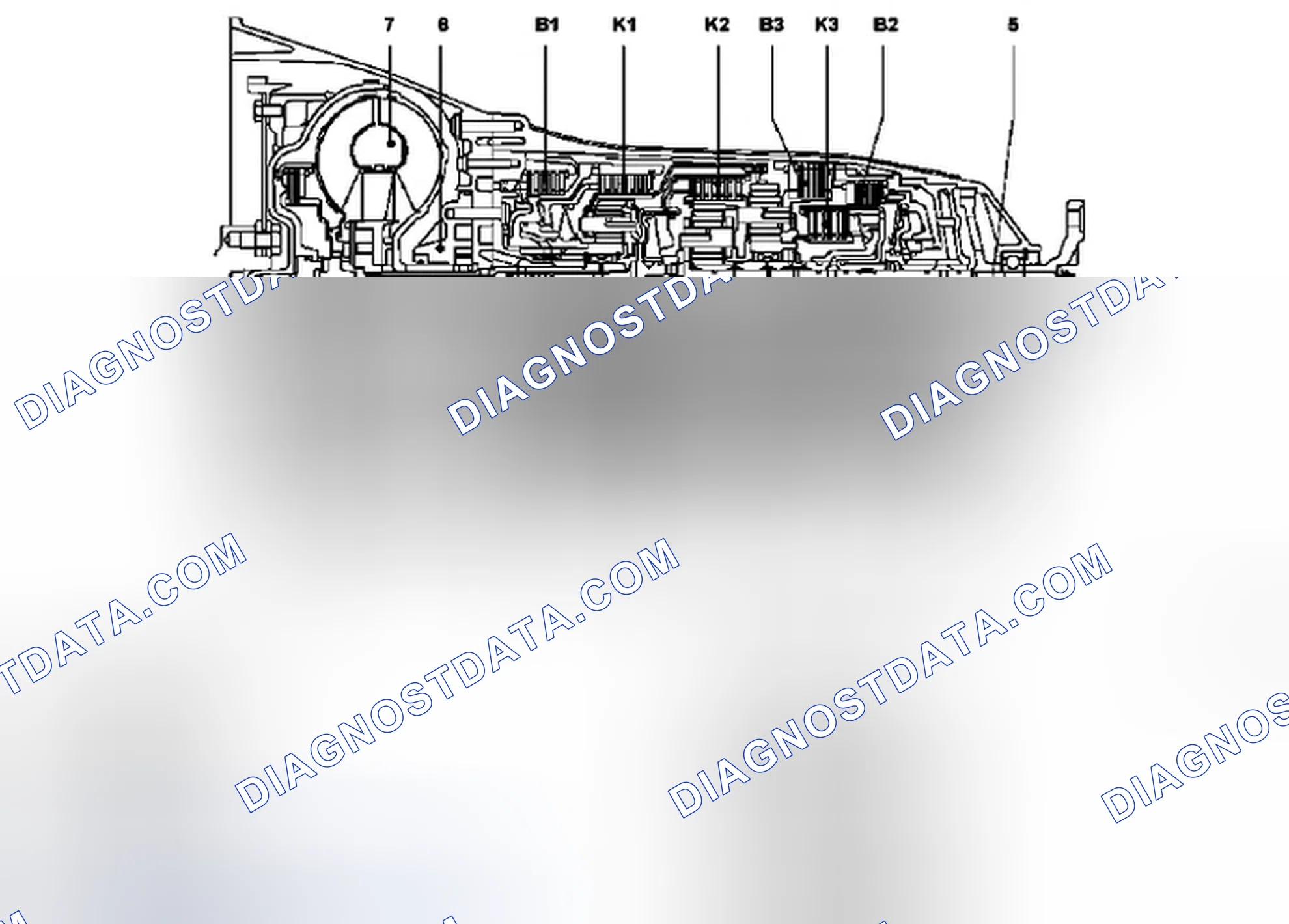 Scheme 282: Automatic transmission (AT), location of mechanical parts - GF27.10-P-0001-07G