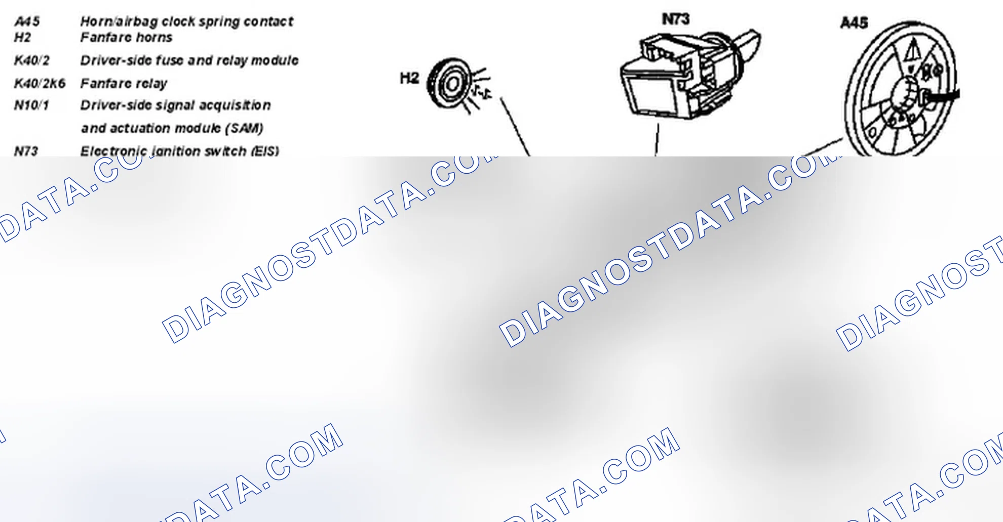 Scheme 15: Location of components for fanfare horns - GF54.35-P-0001-01A