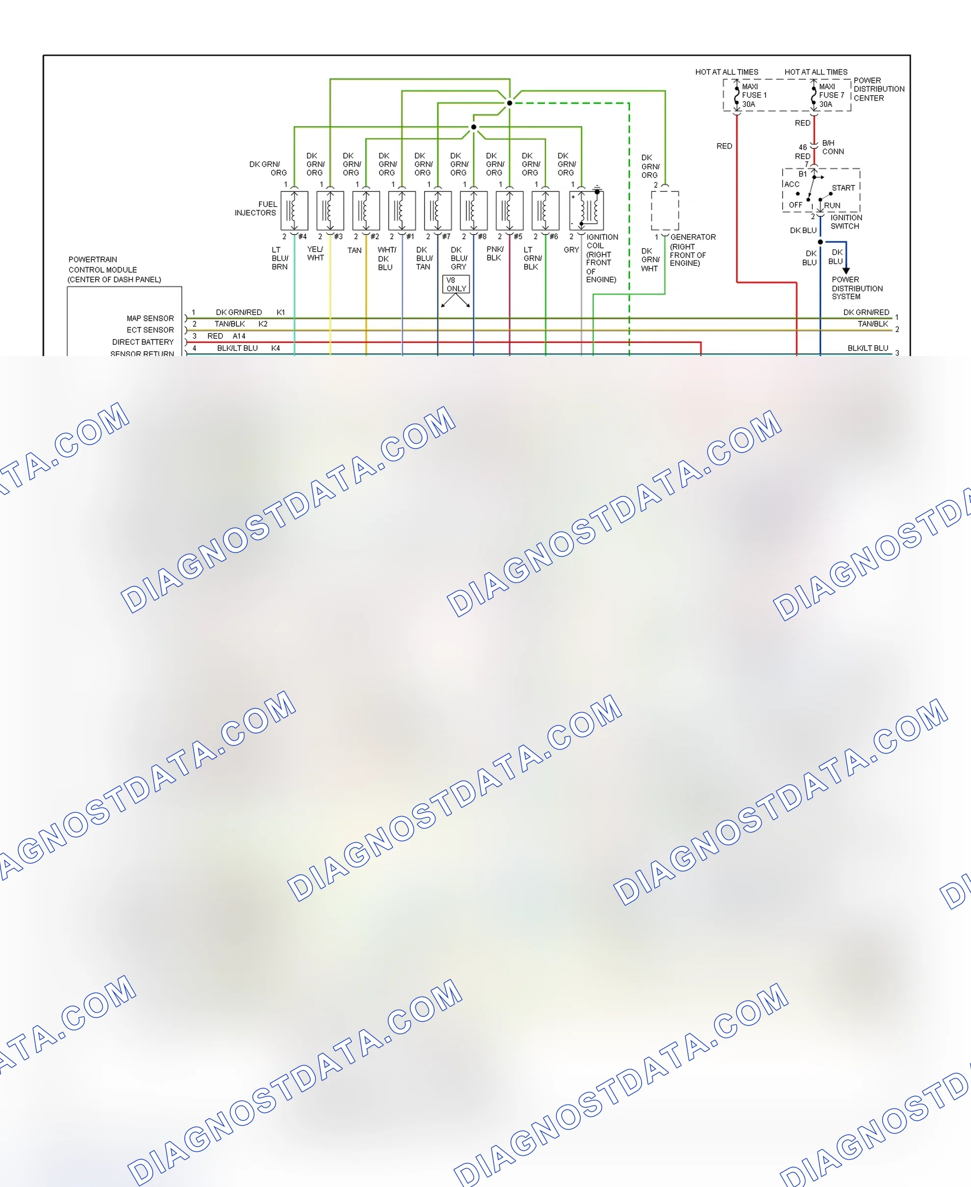 Scheme 145: Wiring Diagram (Ram Van/Wagon - 3.9L, 5.2L & 5.9L - 1 Of 2)