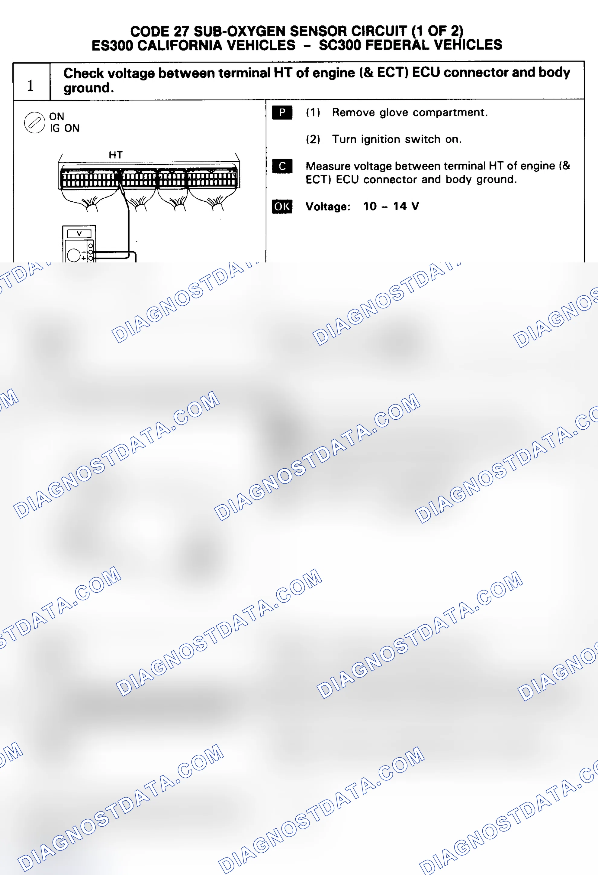 Scheme 26: CODE 27 - SUB-OXYGEN SENSOR CKT (ES300 CALIF., SC300 FEDERAL)