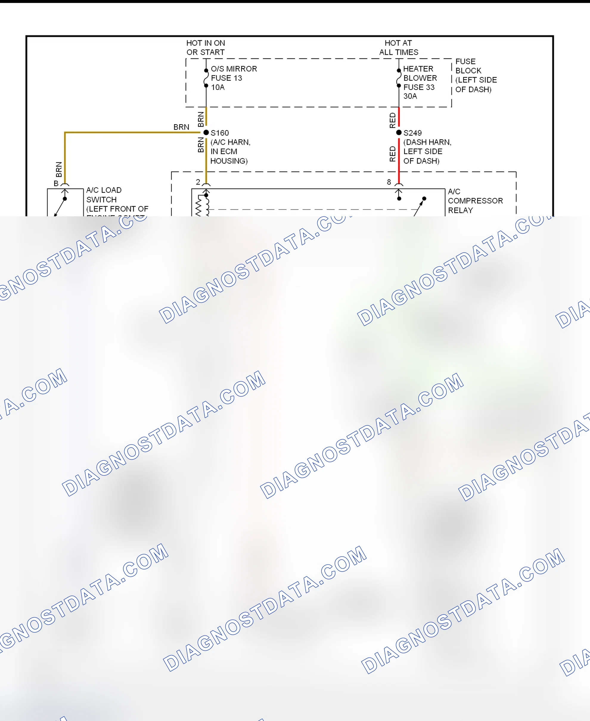 Scheme 47: A/C Compressor Clutch Control Circuit Wiring Diagram (2000-01 Catera)