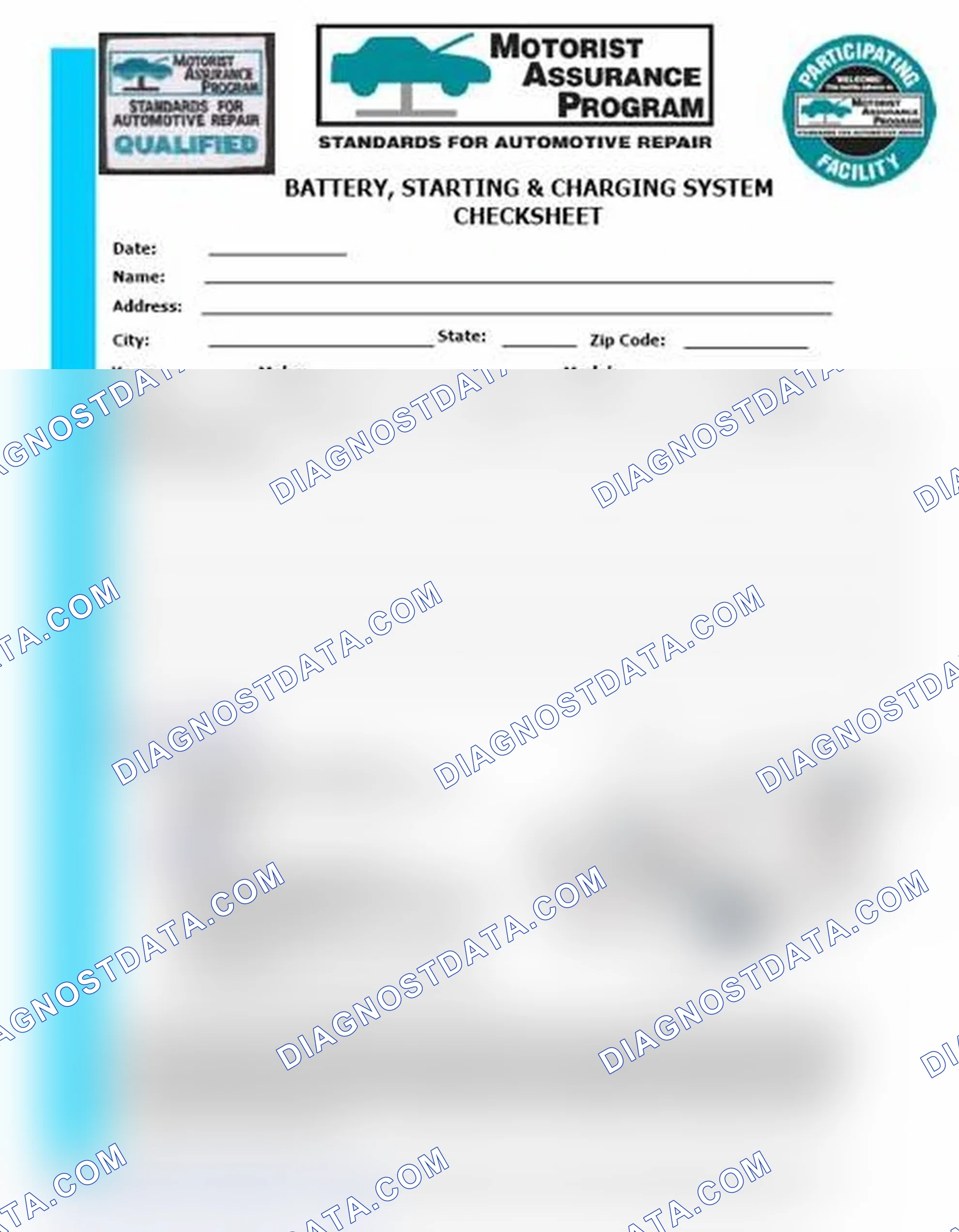 Scheme 3: Battery, Starting & Charging System Checksheet (1 Of 2)