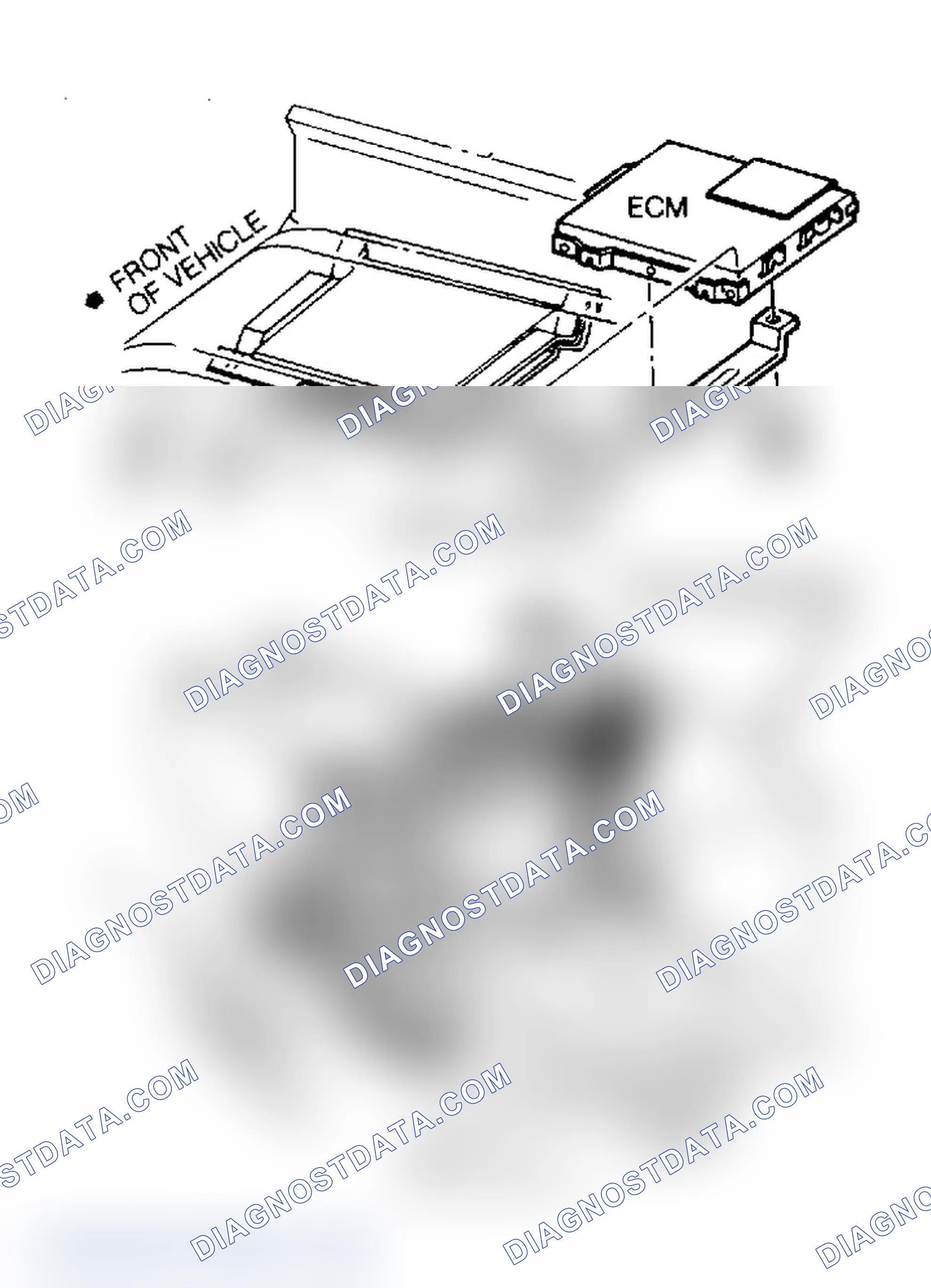 Scheme 235: ECM Location. ECM is located under right side of dash on pickup models and under driver's seat on van models.