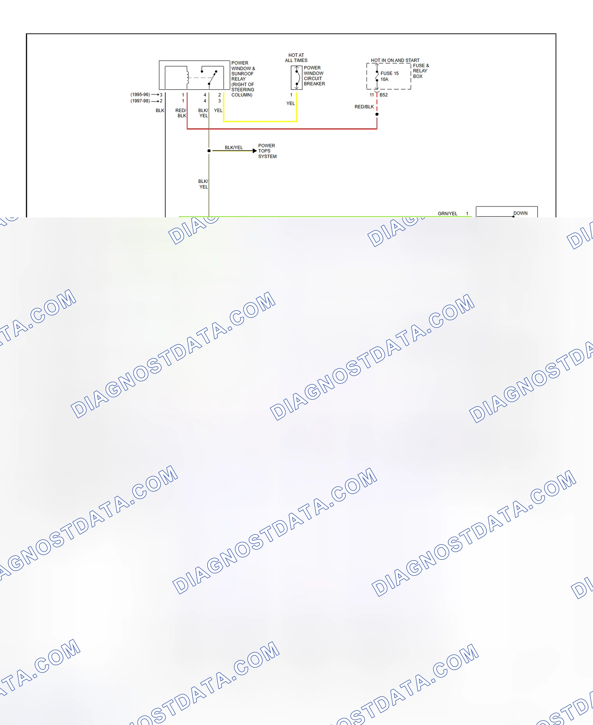 Scheme 2: Power Window System Wiring Diagram (1995-96)