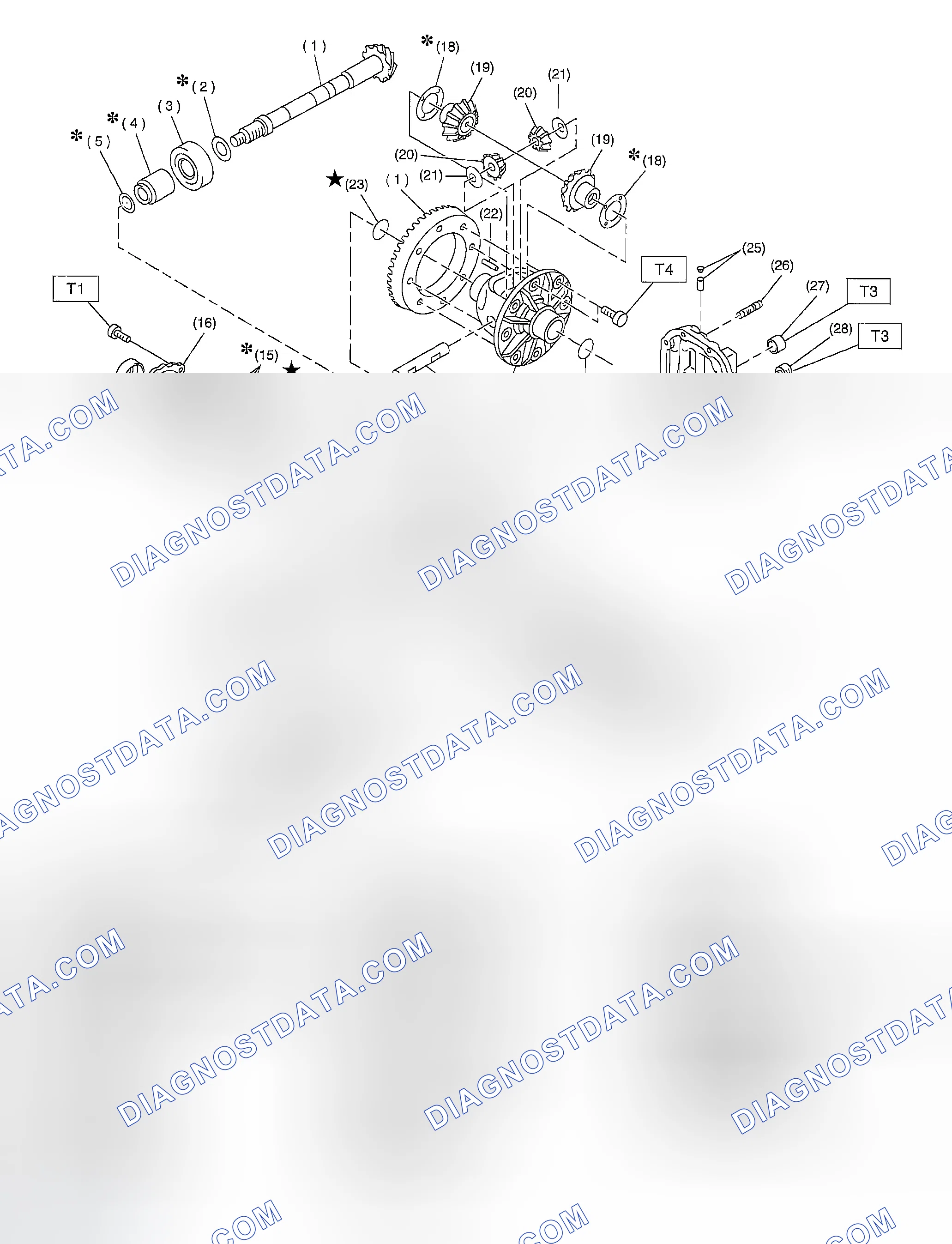 Scheme 135: REAR DIFFERENTIAL FOR T-TYPE WITHOUT LSD