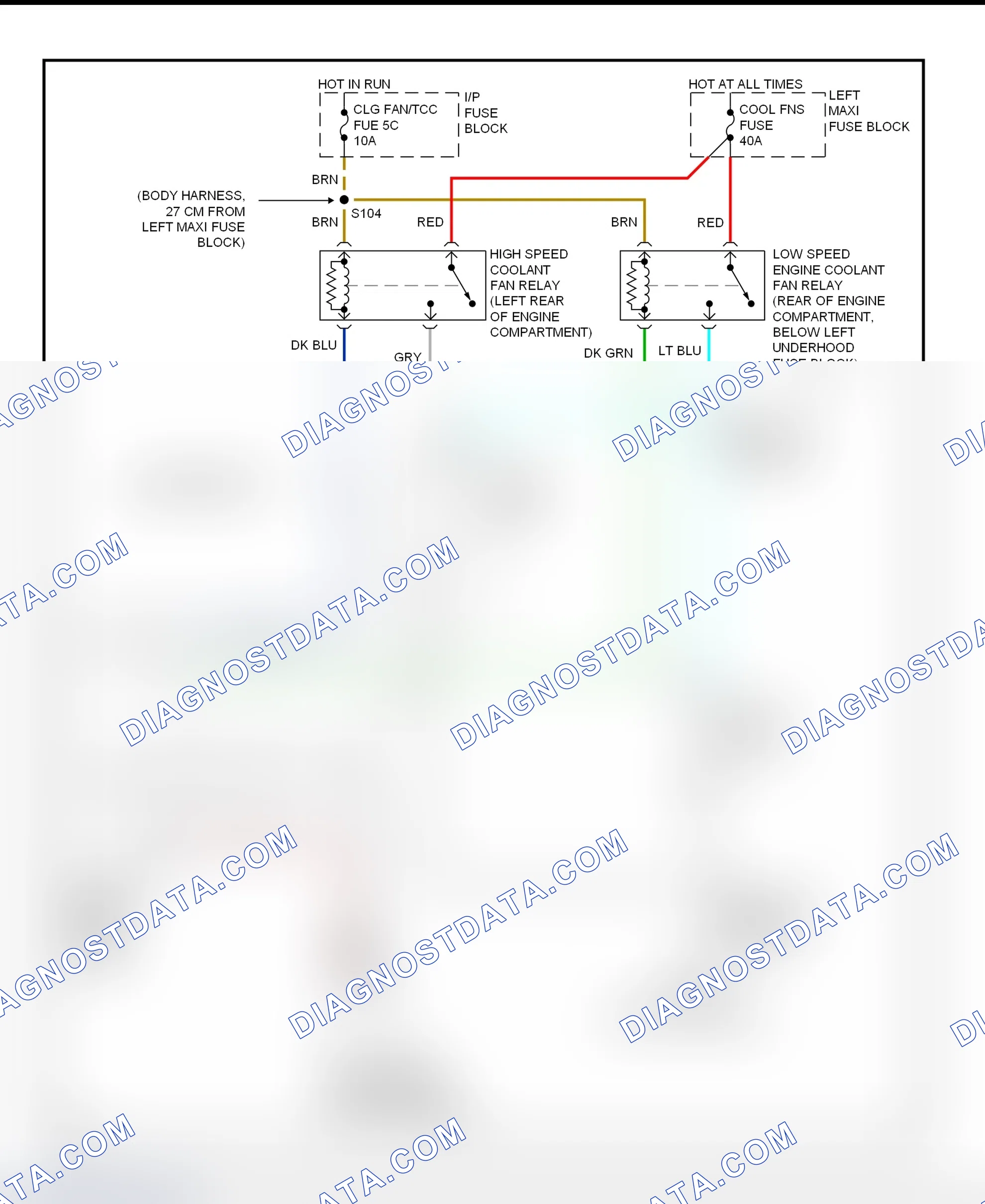 Scheme 26: Cooling Fan System Wiring Diagram (1999 Bonneville, Eight Eight, LeSabre & LSS)