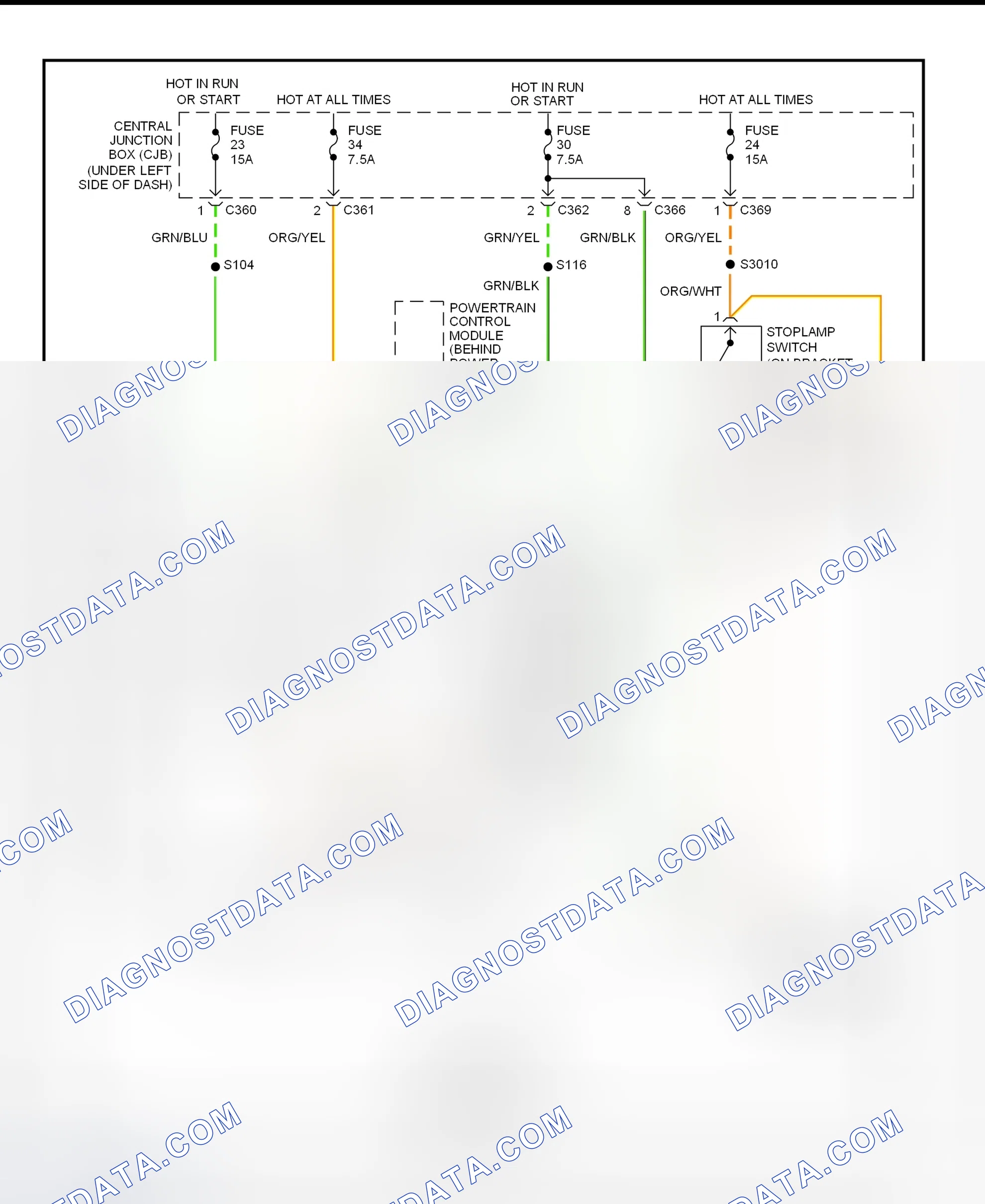 Fig. 13: Shift Interlock System Wiring Diagram (Contour & Mystique)