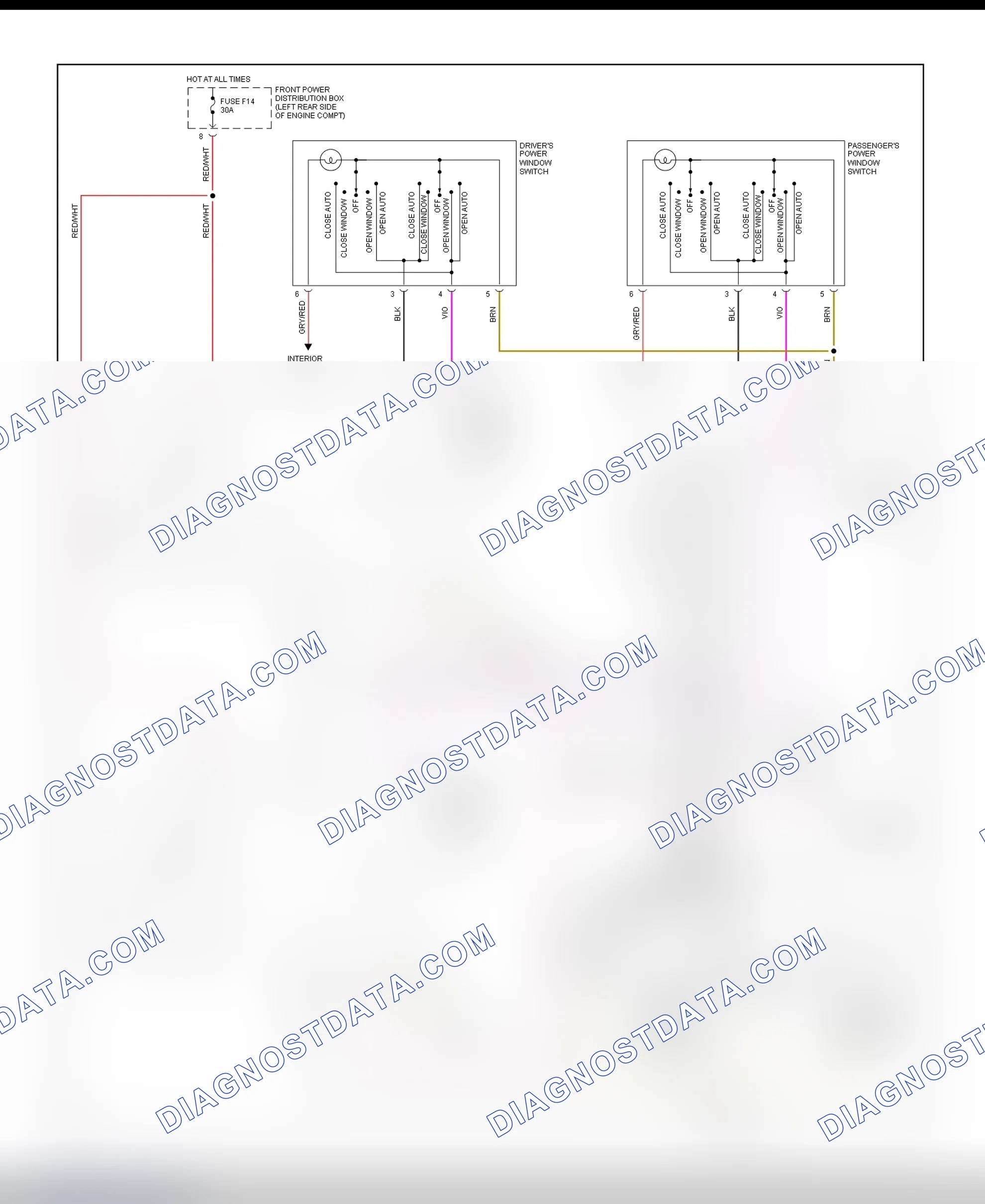 Scheme 7: Power Window Wiring Diagram (1993 2-Door Coupe)