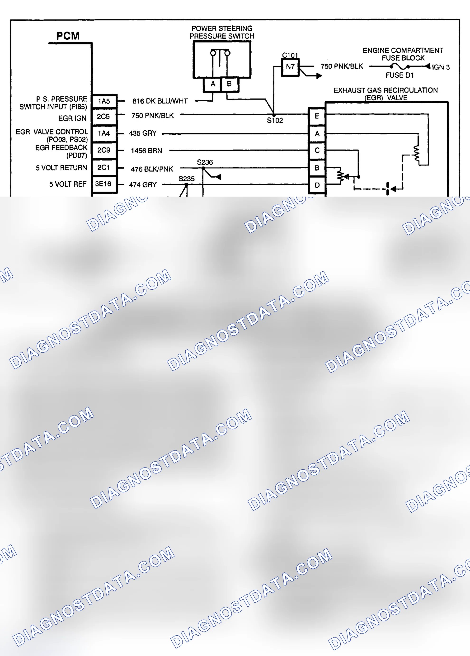 Scheme 184: PCM CODE P102 - SHORTED BRAKE BOOSTER VACUUM (BBV) SENSOR