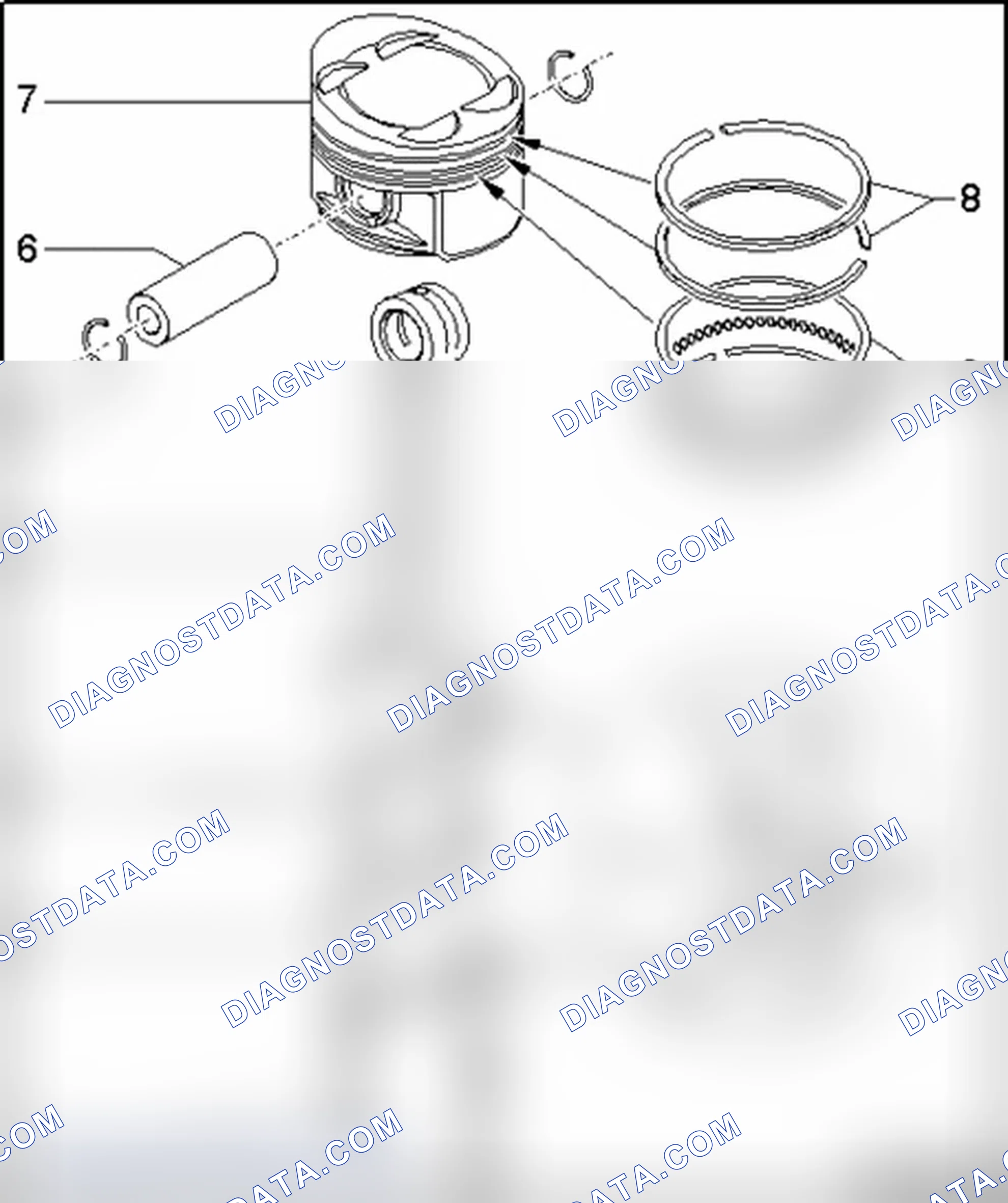 Scheme 140: Pistons and connecting rods, component overview
