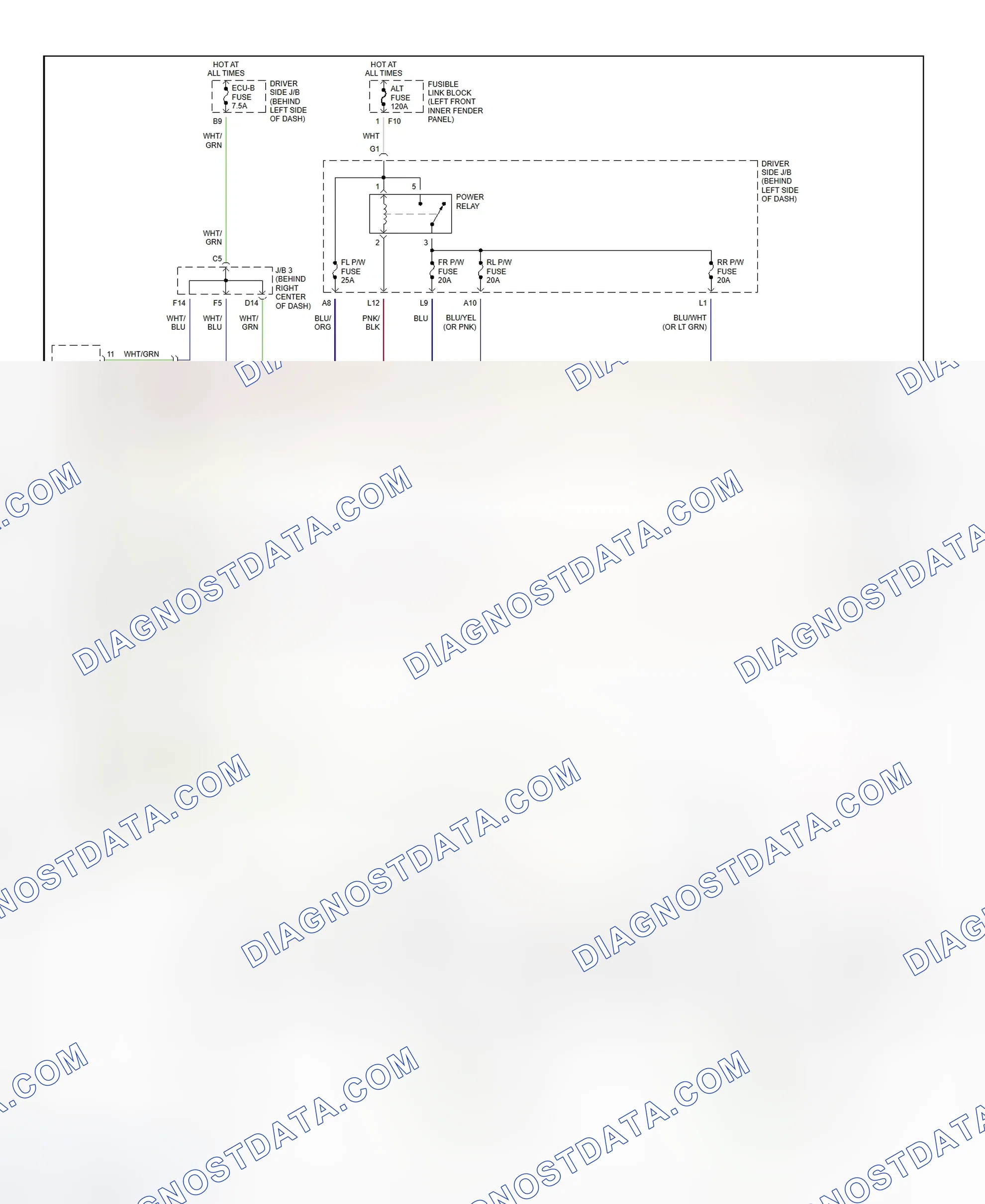 Scheme 7: Power Window System Wiring Diagram (Avalon)