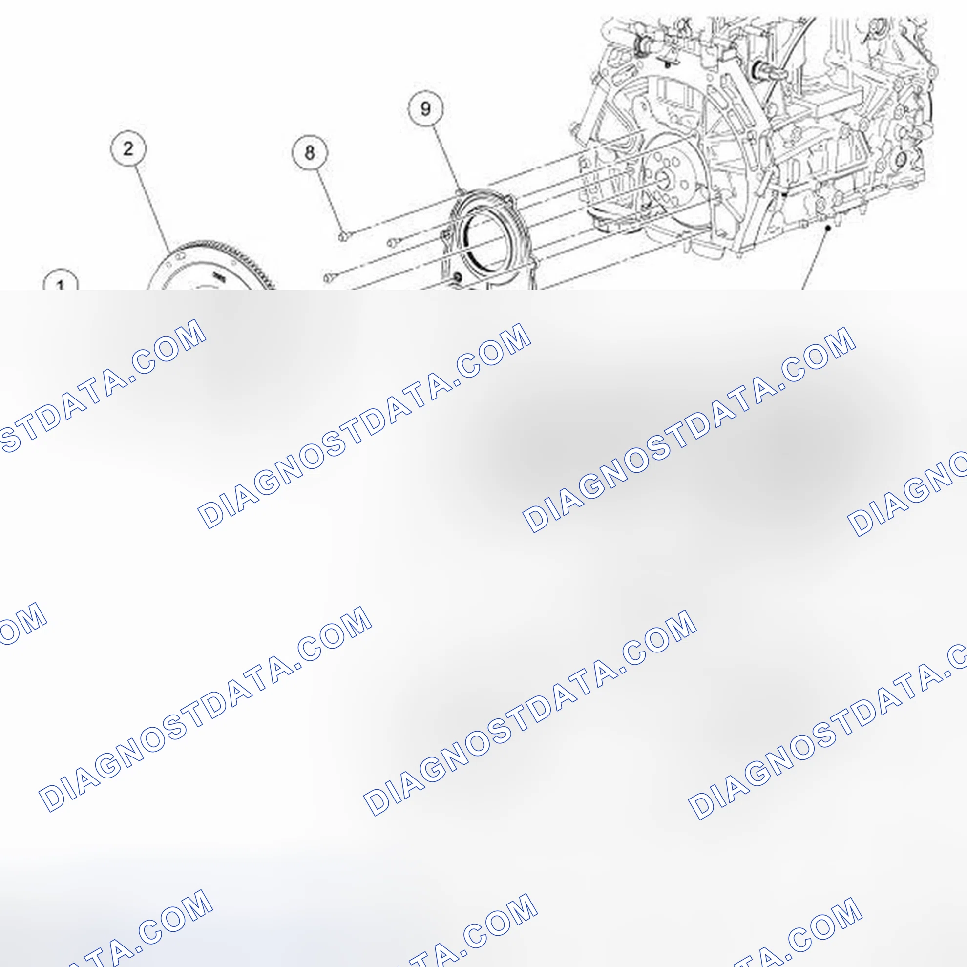 Scheme 10: Lower End Components - Exploded View, Flexplate, Flywheel and Crankshaft Rear Seal