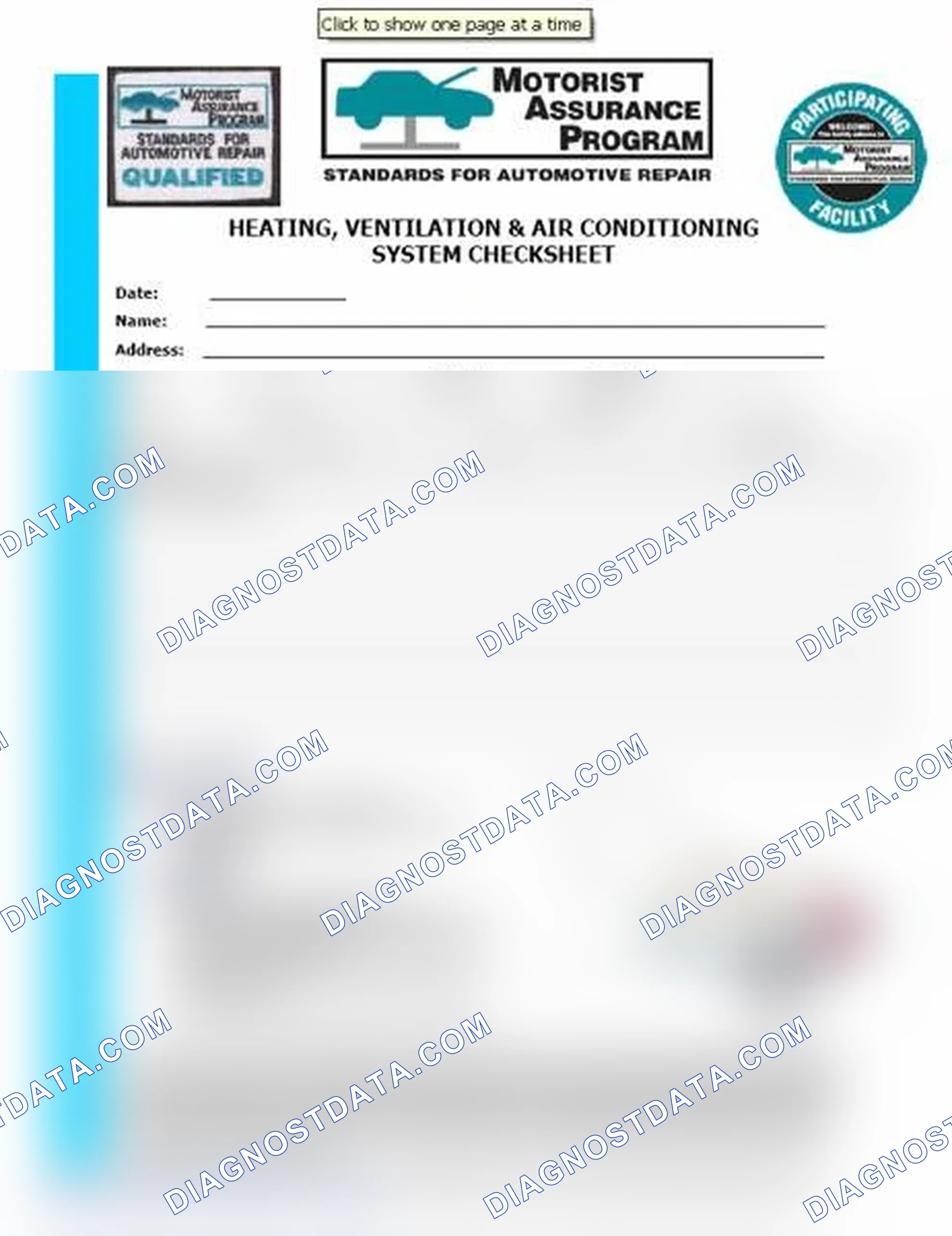 Scheme 15: Heating, Ventilation & Air Conditioning System Checksheet (1 Of 2)