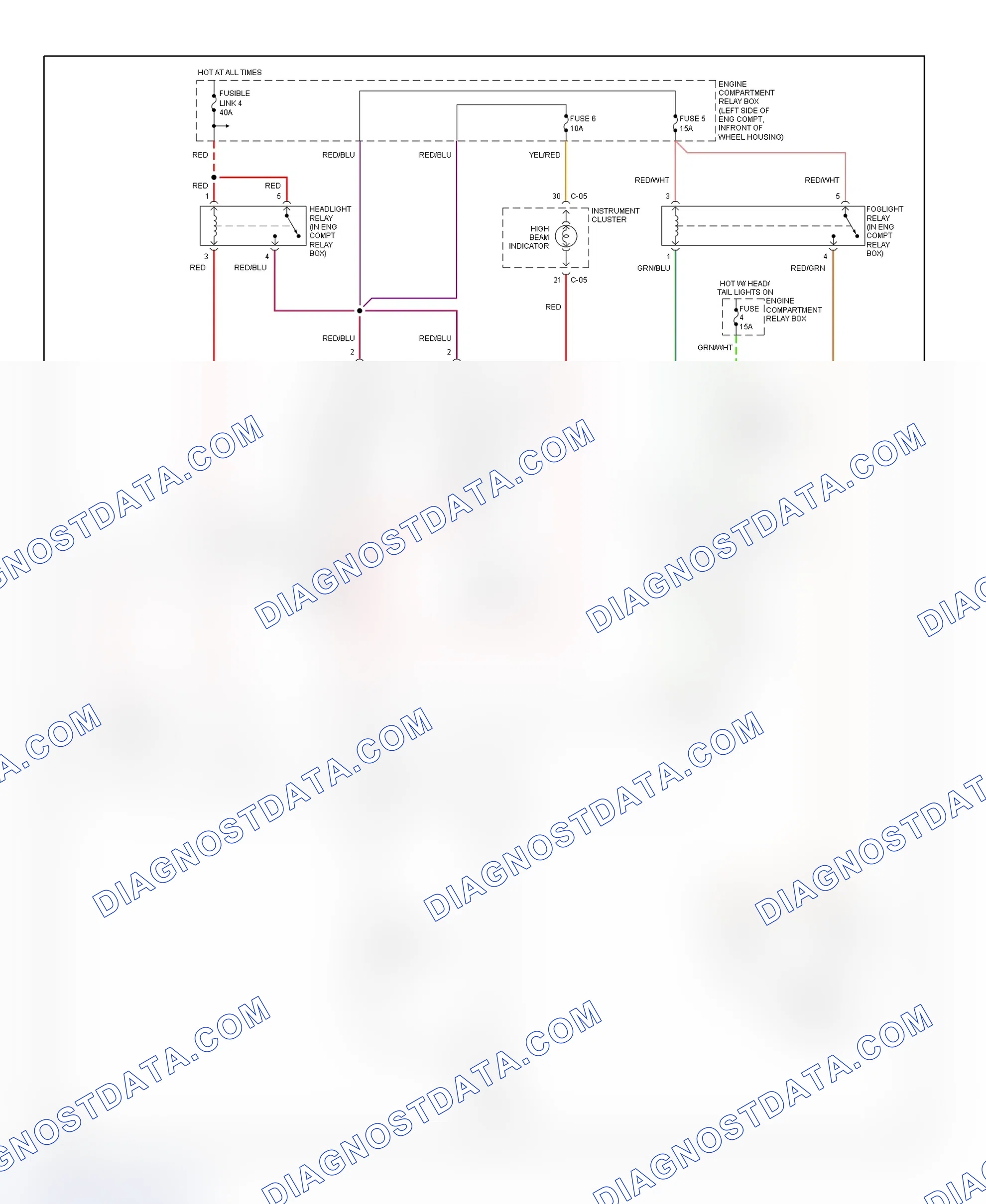 Scheme 1: Headlight System Wiring Diagram (Avenger & Sebring Coupe)