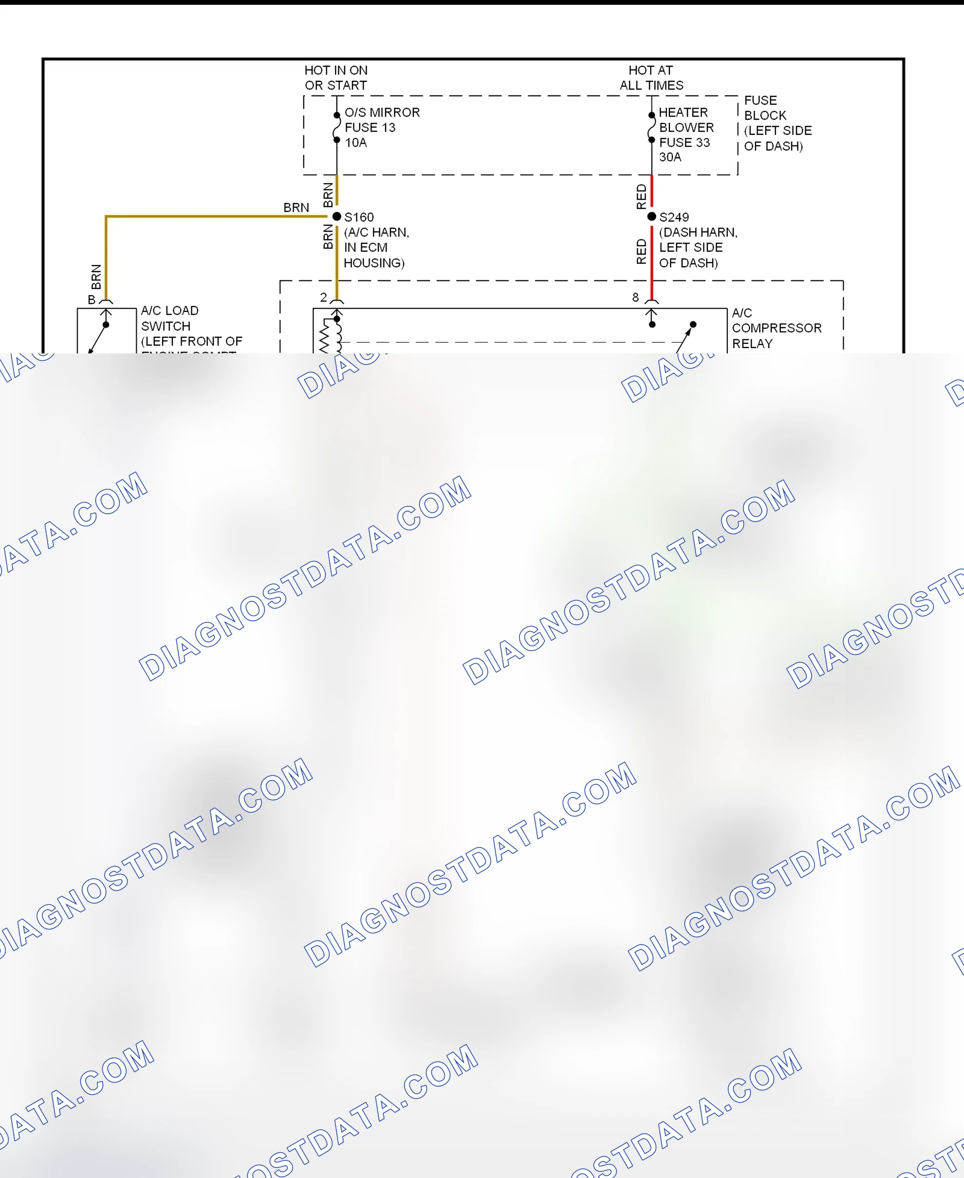 Scheme 47: A/C Compressor Clutch Control Circuit Wiring Diagram (2000-01 Catera)