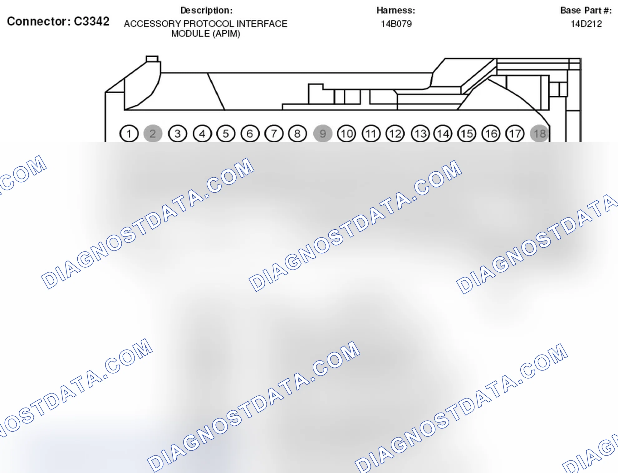 Scheme 365: Accessory Protocol Interface Module (1 Of 2) Connector End View (C3342) (1 Of 2)