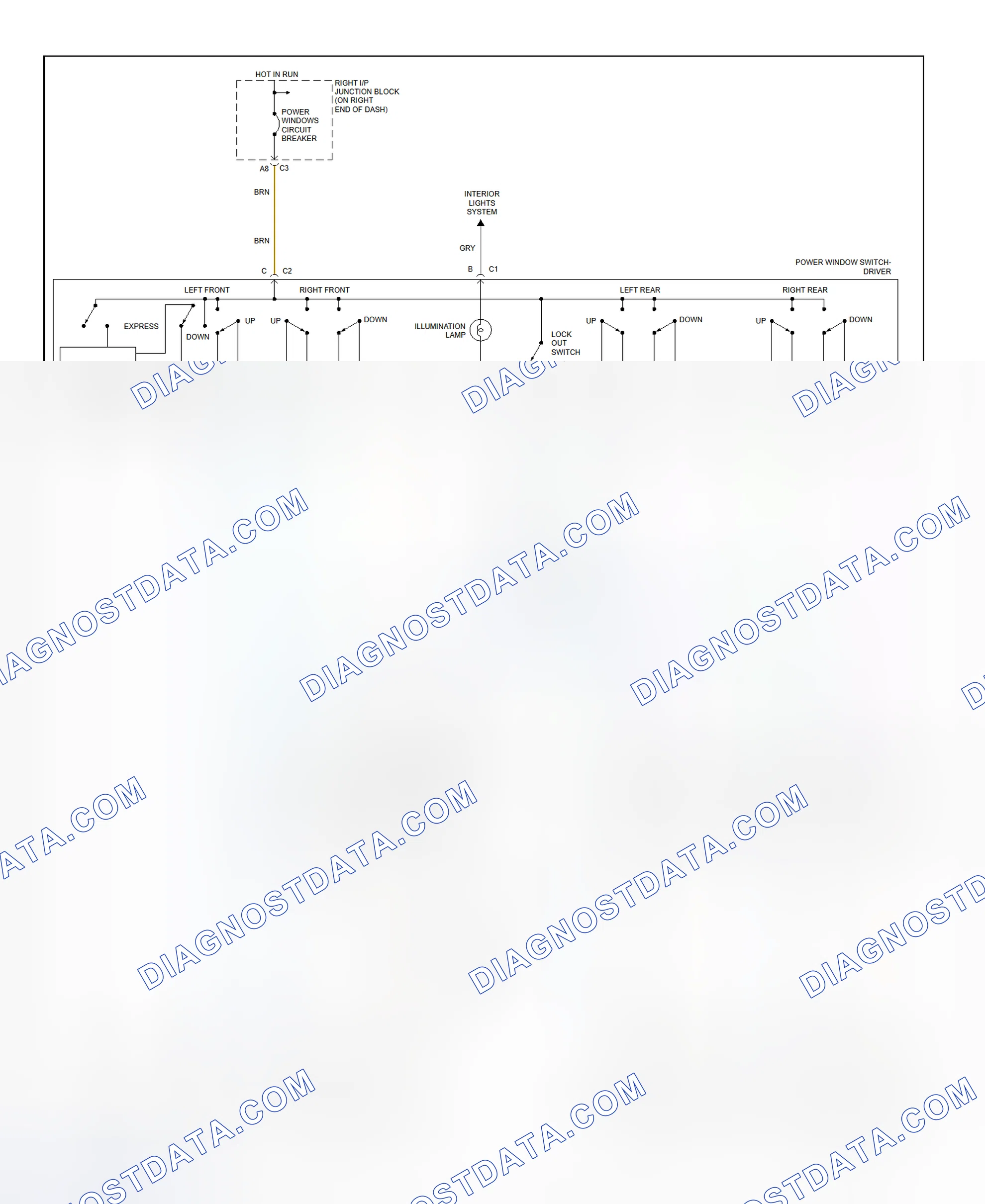 Fig. 6: Power Window System Wiring Diagram (Malibu)