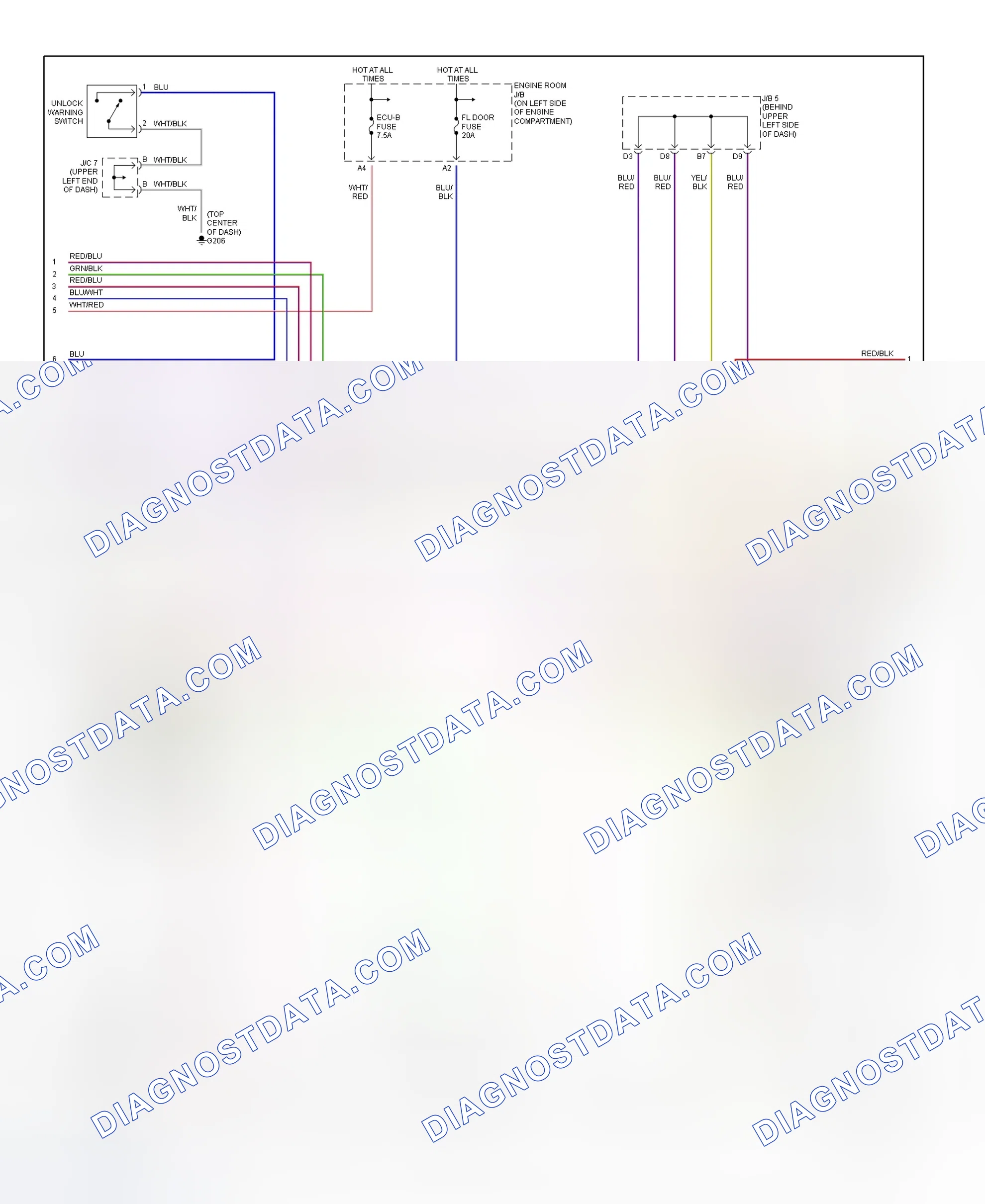 Scheme 2: Power Window System Wiring Diagram (RX300 - 2 Of 3)