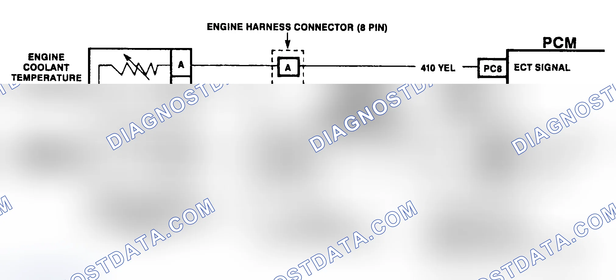 Scheme 319: DTC 14 Schematic ("C" & "K" Series) ECT Sensor Circuit Low (High Temperature Indicated