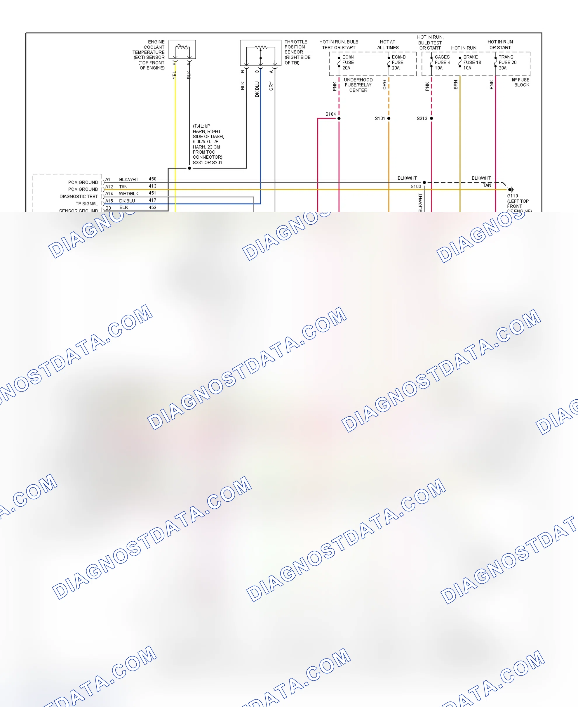 Scheme 165: Wiring Diagram ("C" & "K" Series - 5.0L, 5.7L & 7.4L)