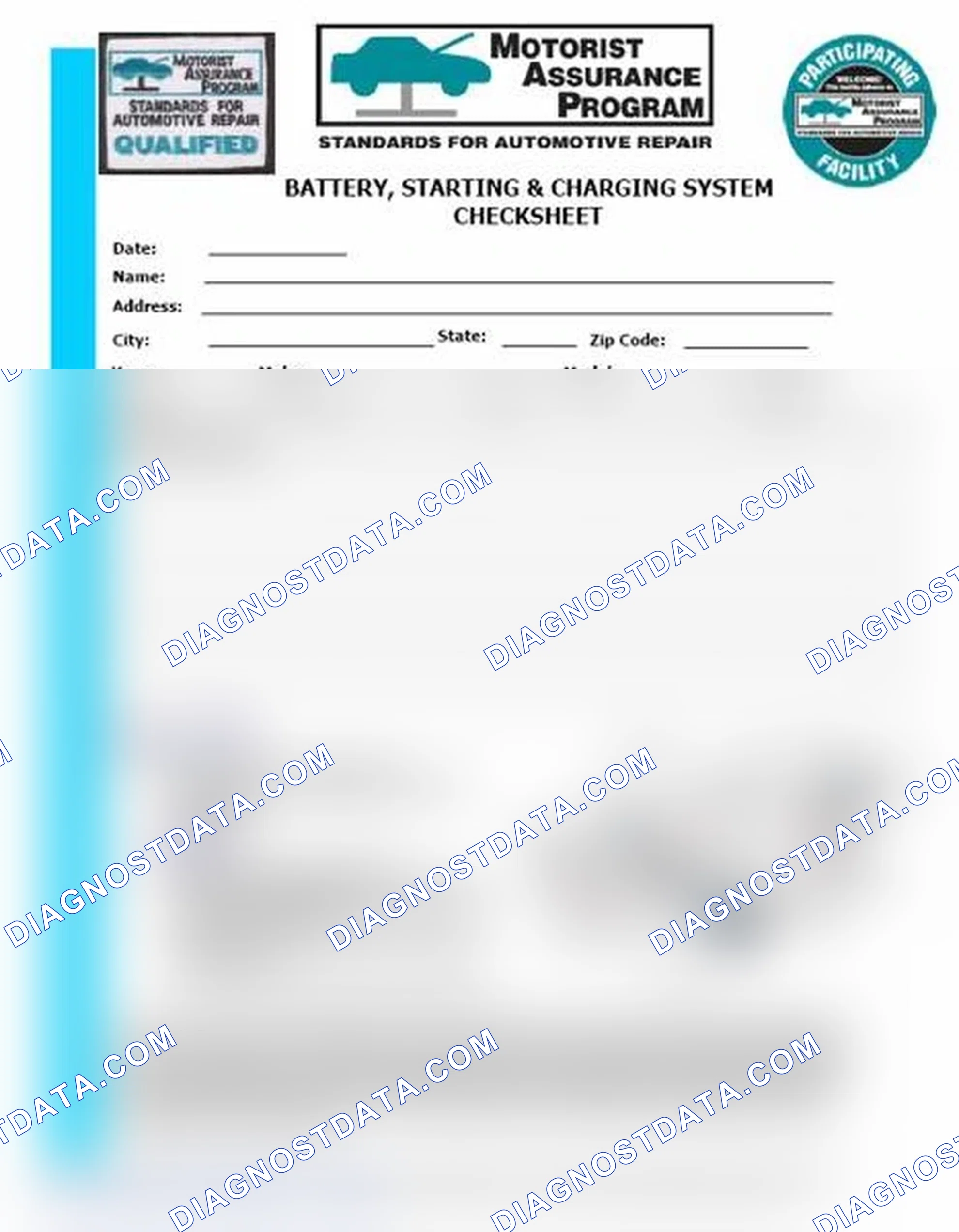 Scheme 3: Battery, Starting & Charging System Checksheet (1 Of 2)