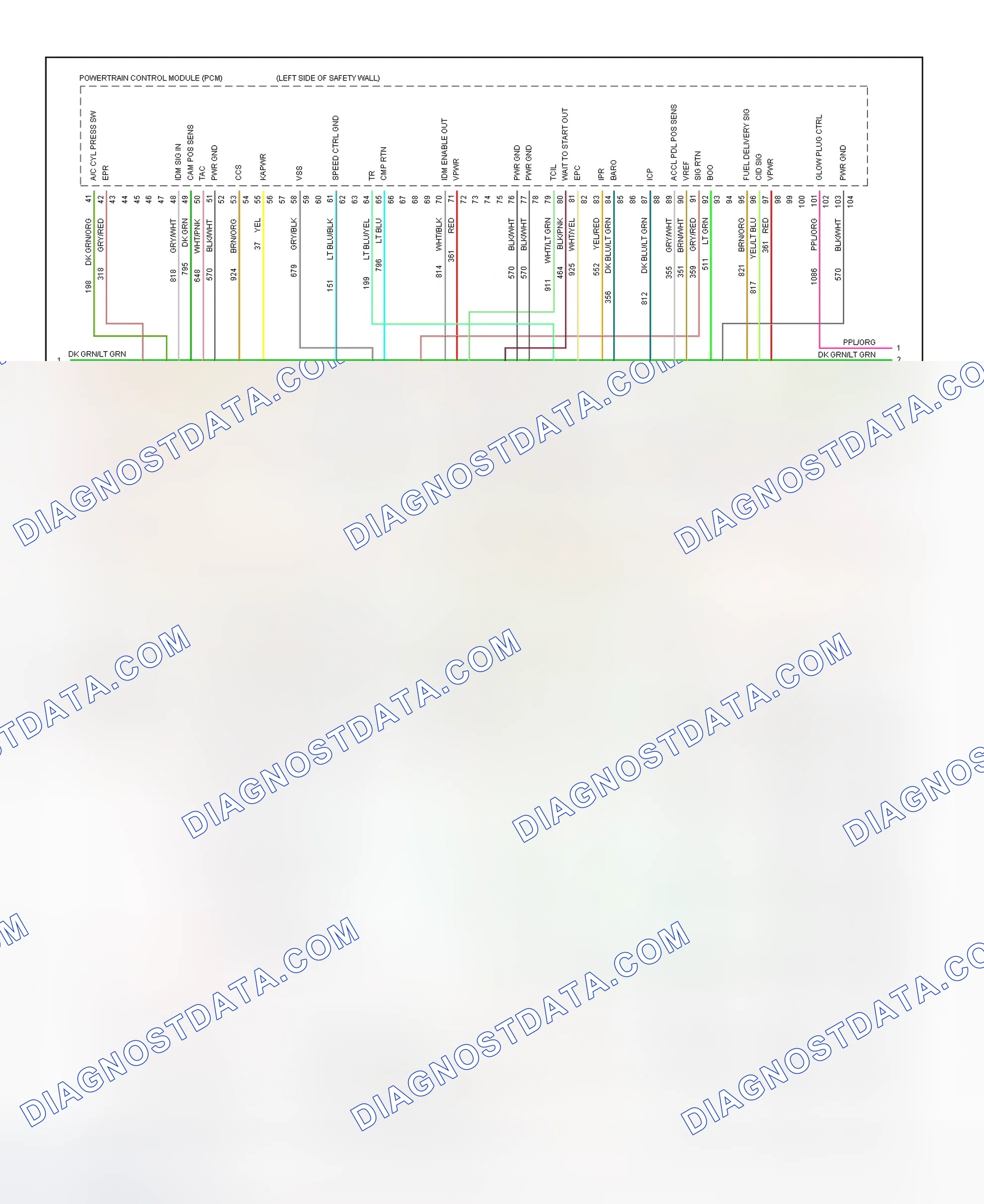Scheme 335: 1995 Pickup 7.3L Turbo Diesel PCM Wiring Diagram (2 Of 3)