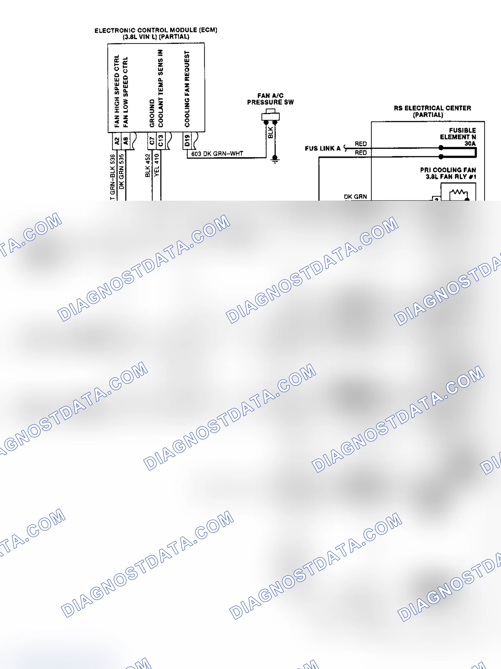 Scheme 25: Cooling Fan Circuit Wiring Diagram (3.8L)