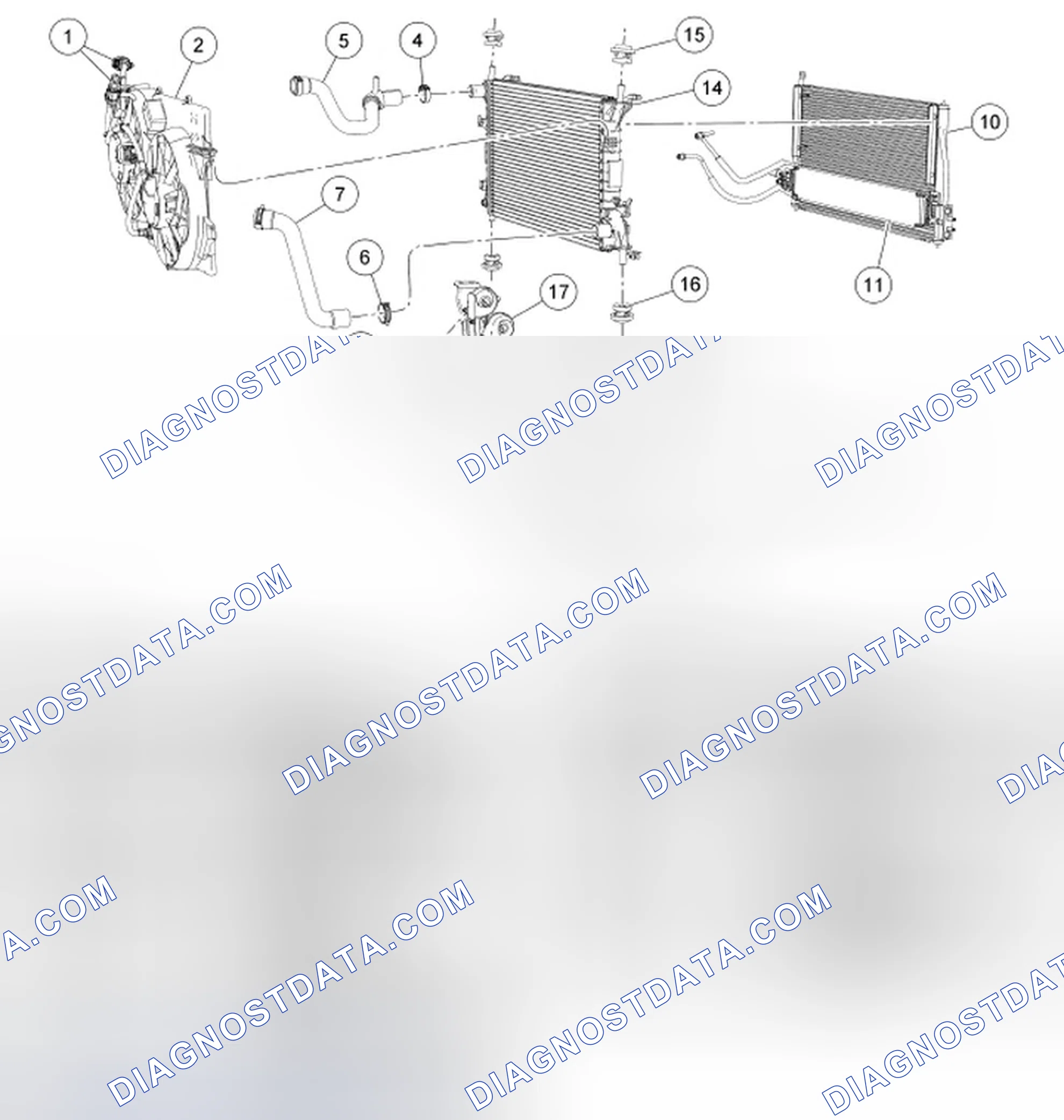 Scheme 1: Radiator and Cooling Fan - Exploded View