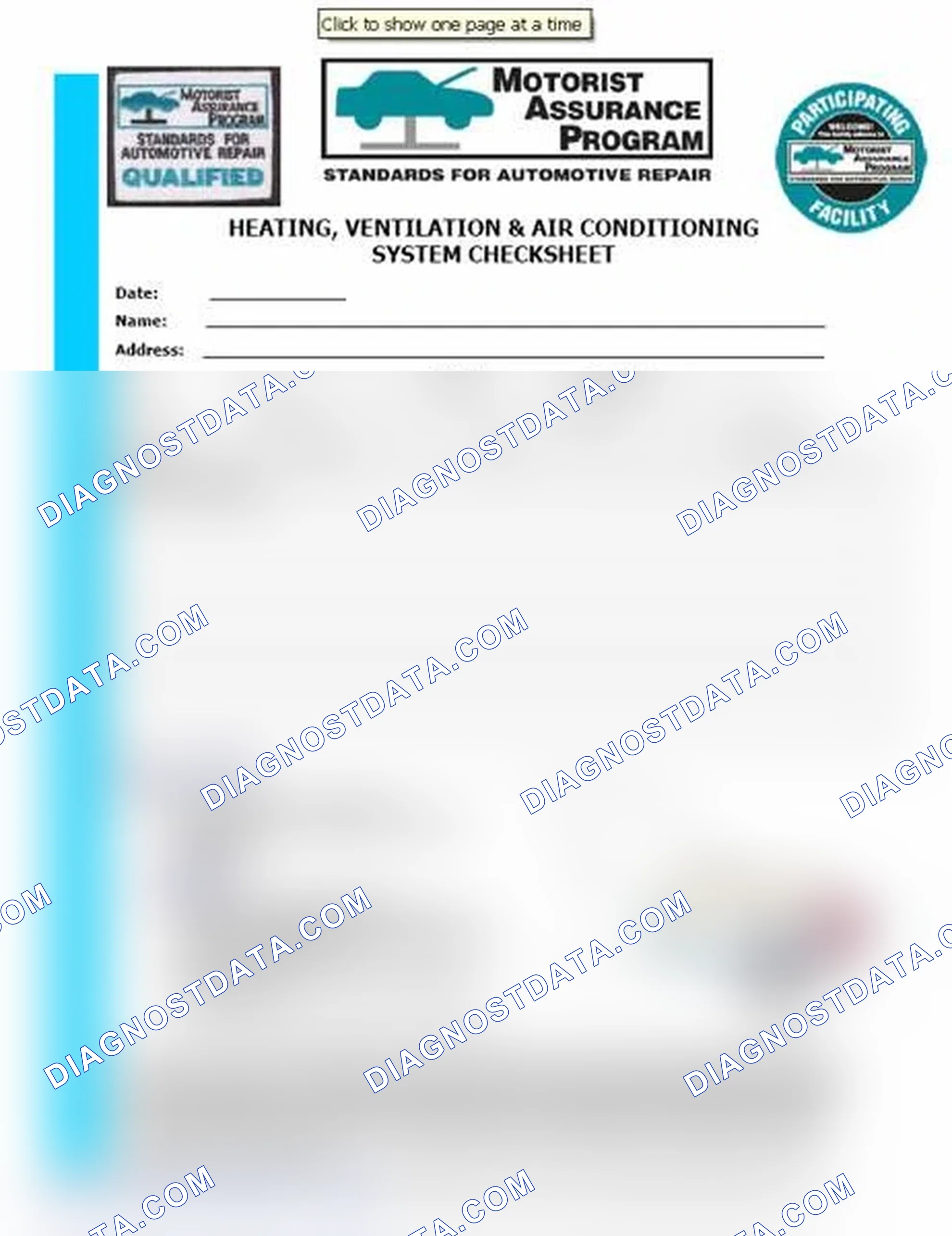 Scheme 15: Heating, Ventilation & Air Conditioning System Checksheet (1 Of 2)