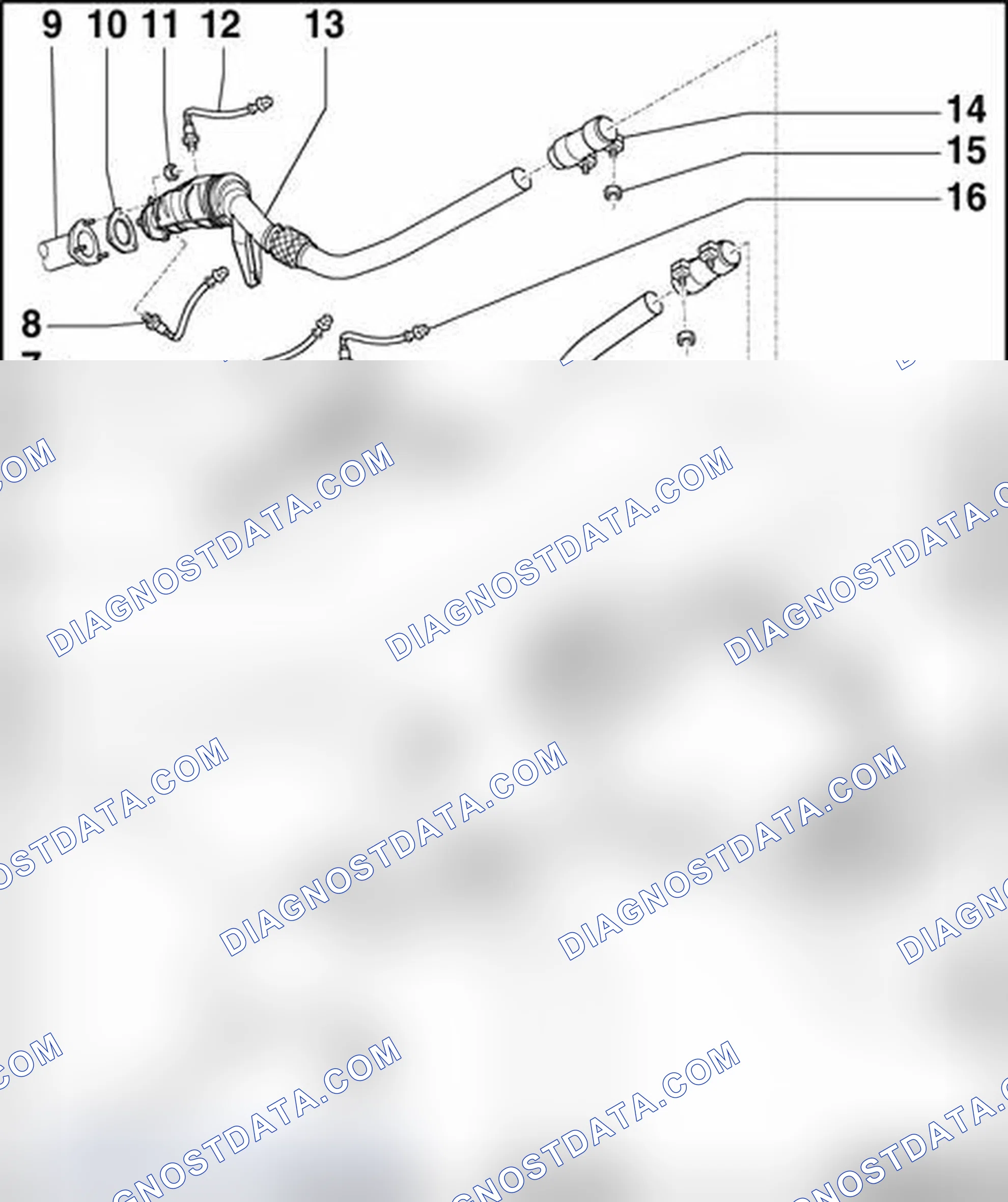 Scheme 397: Exhaust system components, overview (vehicles with front wheel drive)