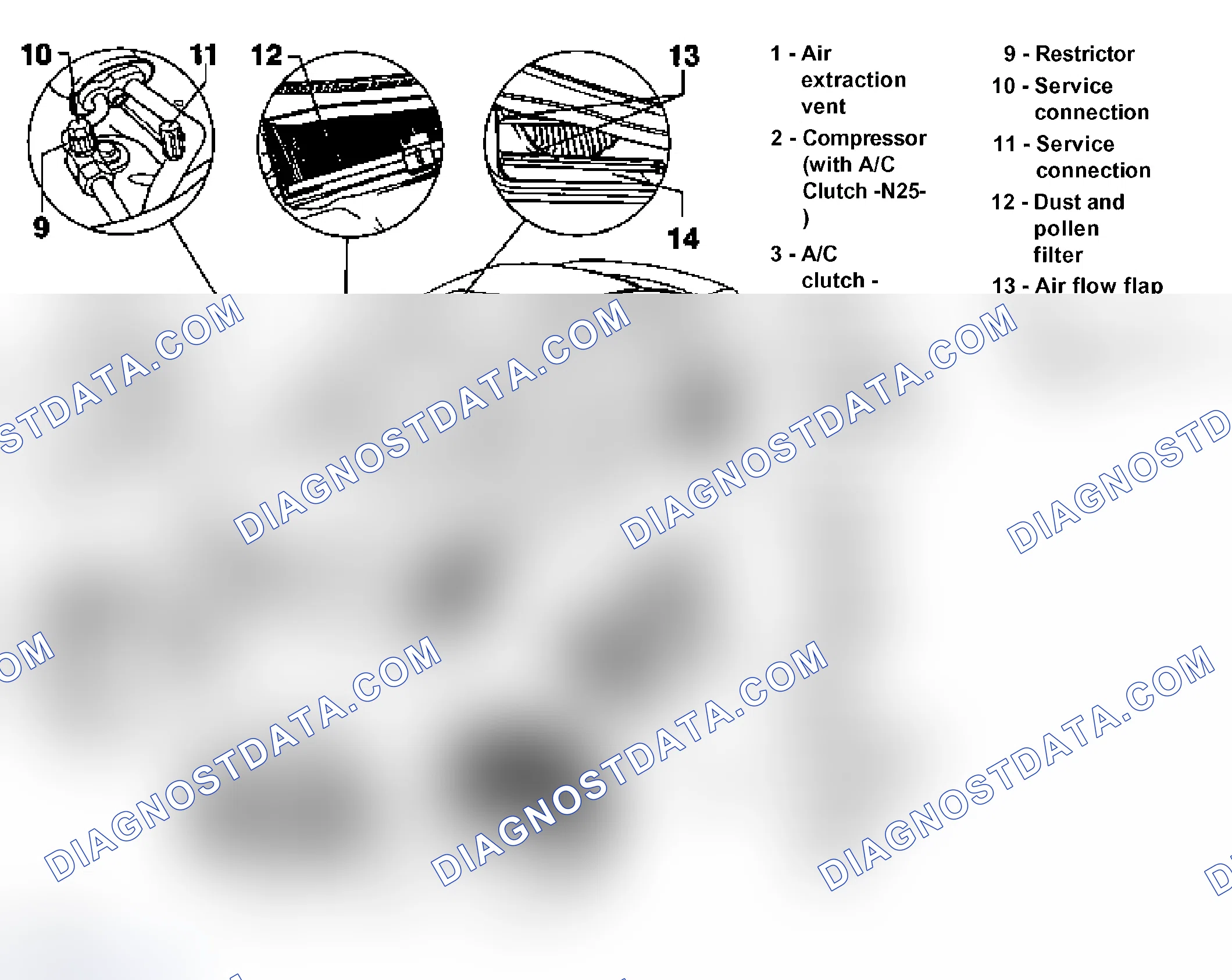 Scheme 24: A/C system components (in engine compartment)