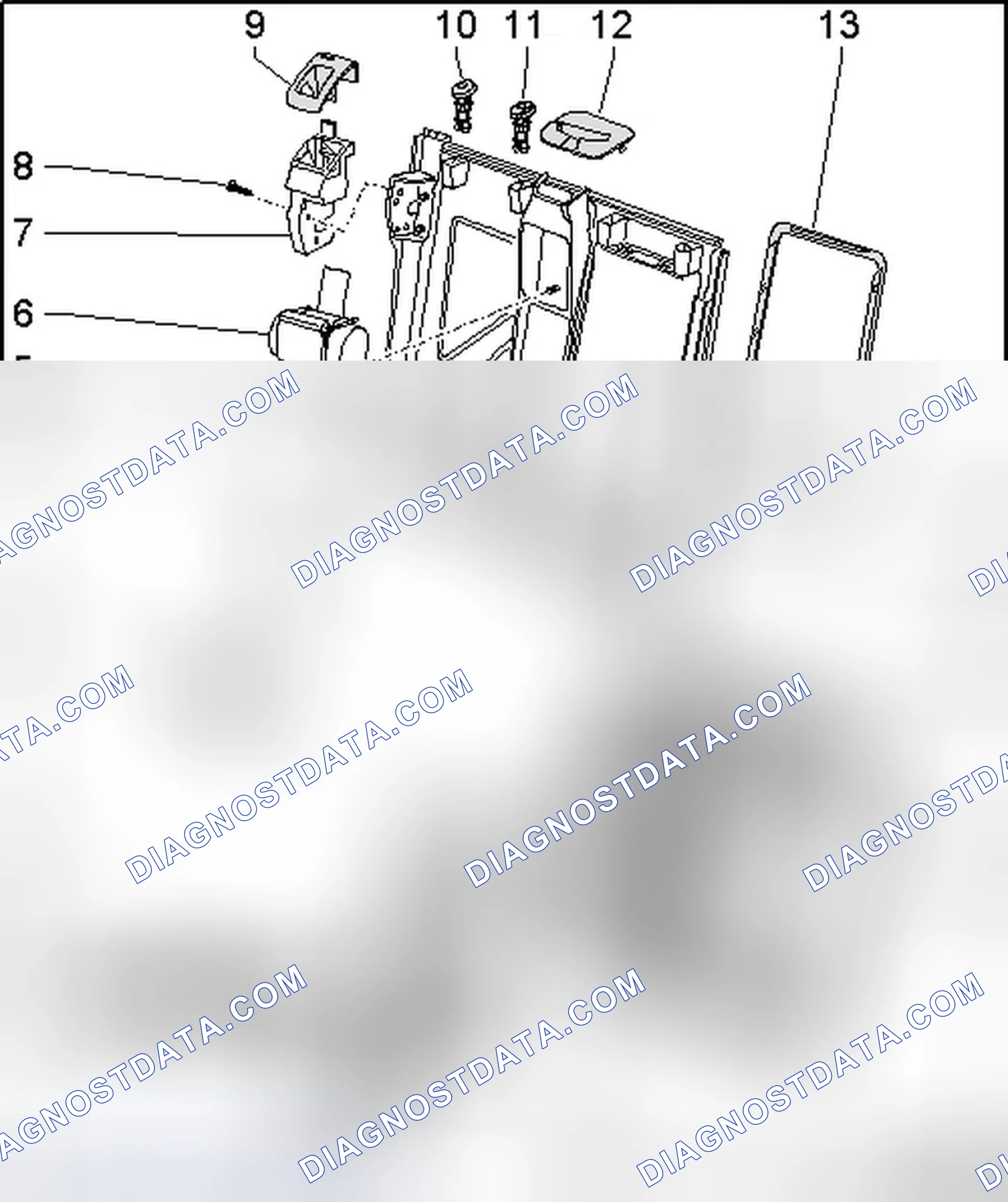 Scheme 45: RIGHT 2/3 BACKREST WITH CENTER ARMREST COMPONENT OVERVIEW