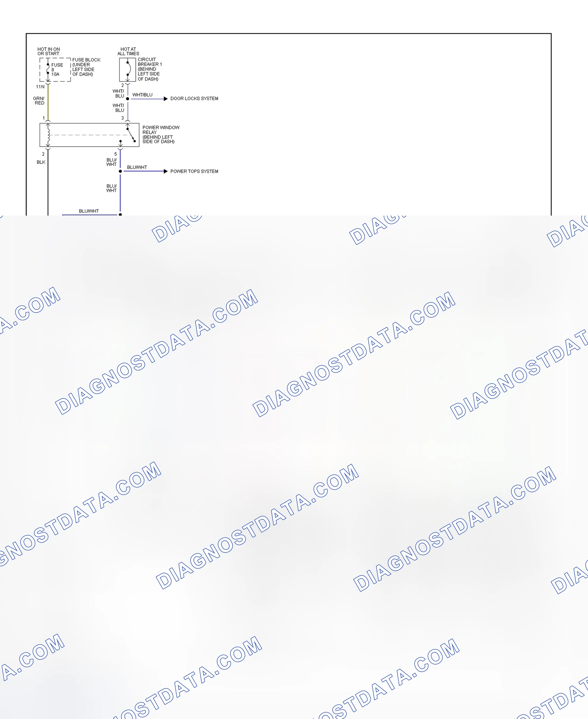 Fig. 1: Power Window System Wiring Diagram (Altima)