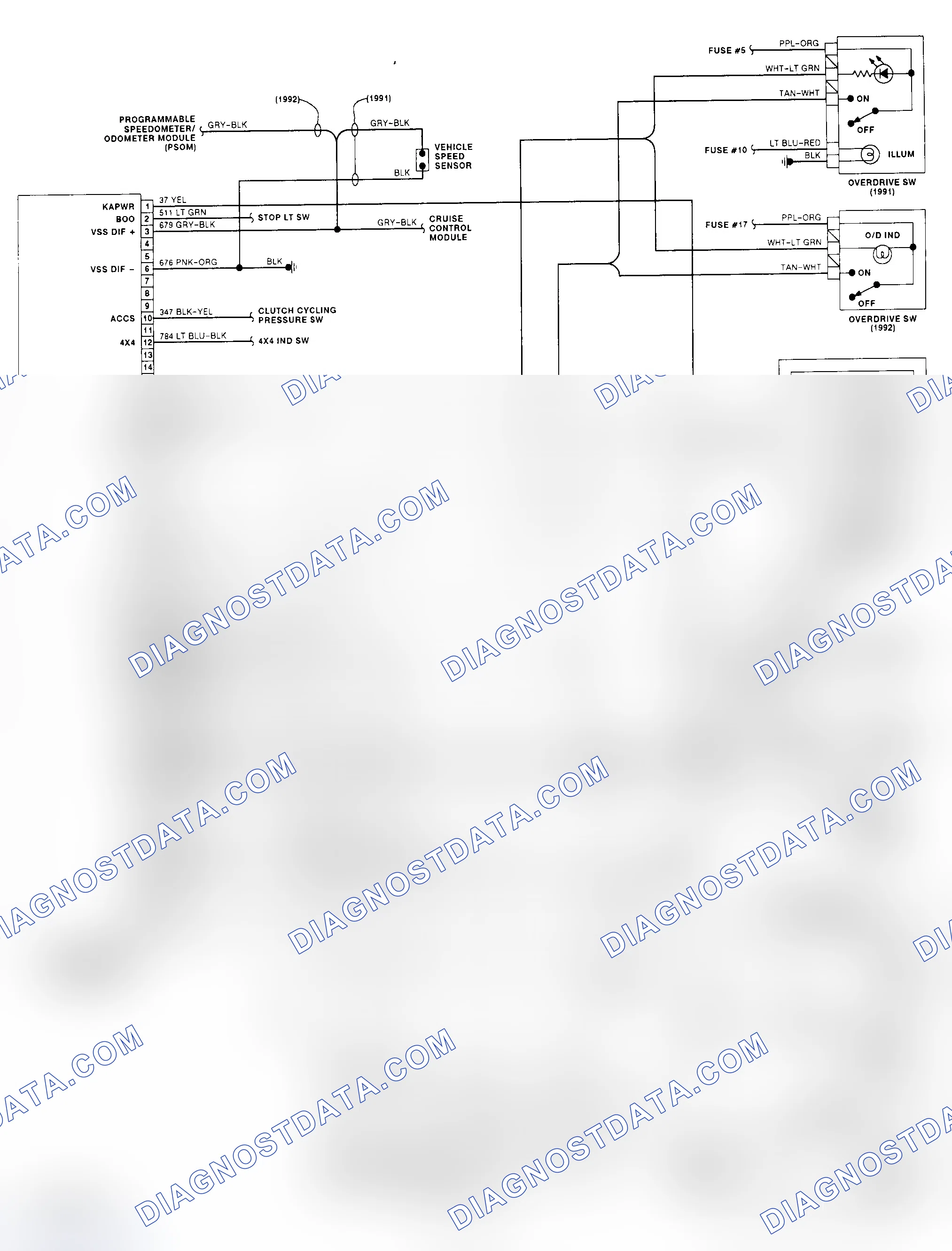 Scheme 153: E4OD Wiring Diagram (1991-92 Bronco & "F" Series - Gasoline)