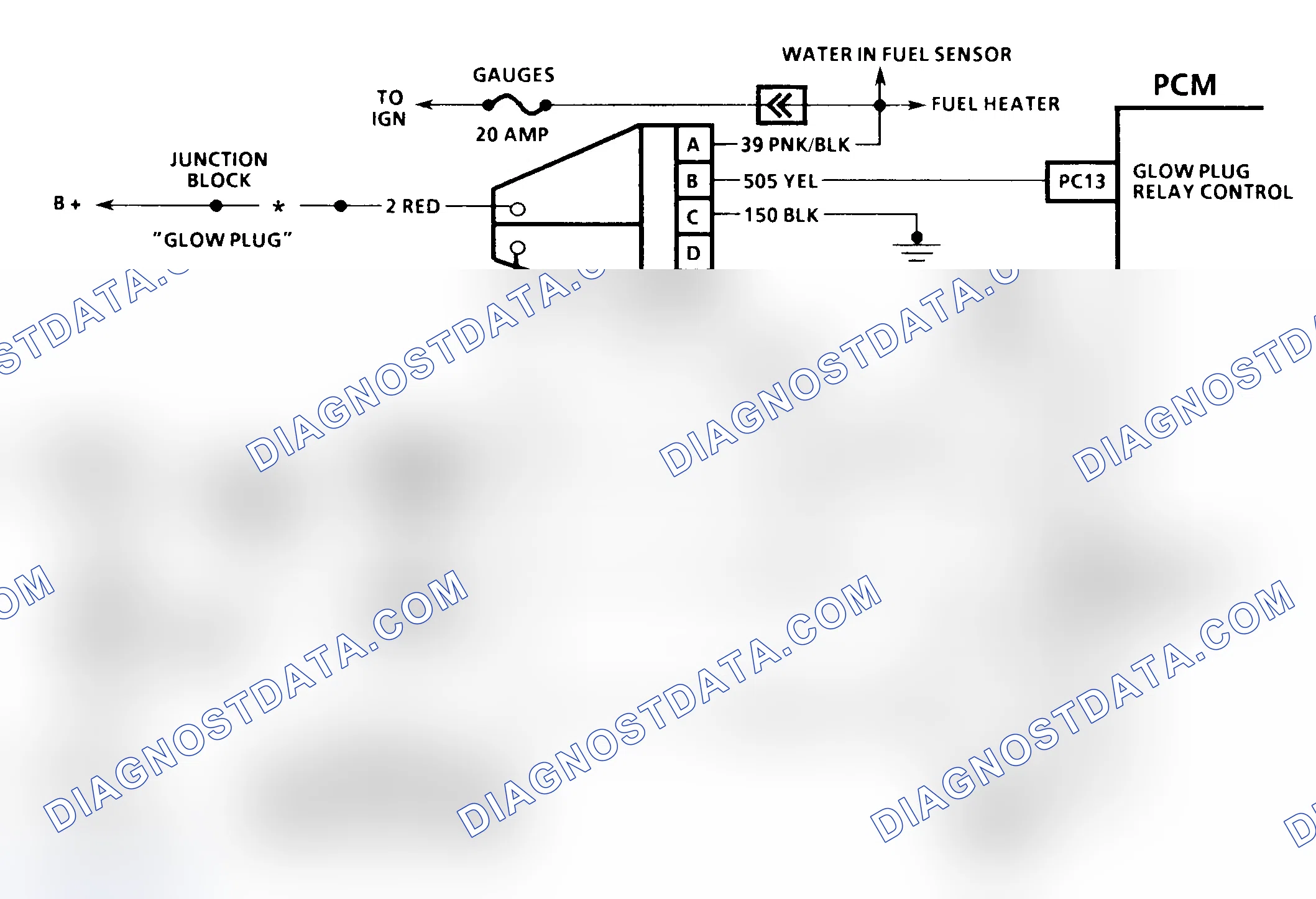 Scheme 192: DTC 29 Schematic ("C" & "K" Series) Glow Plug Relay Circuit Fault