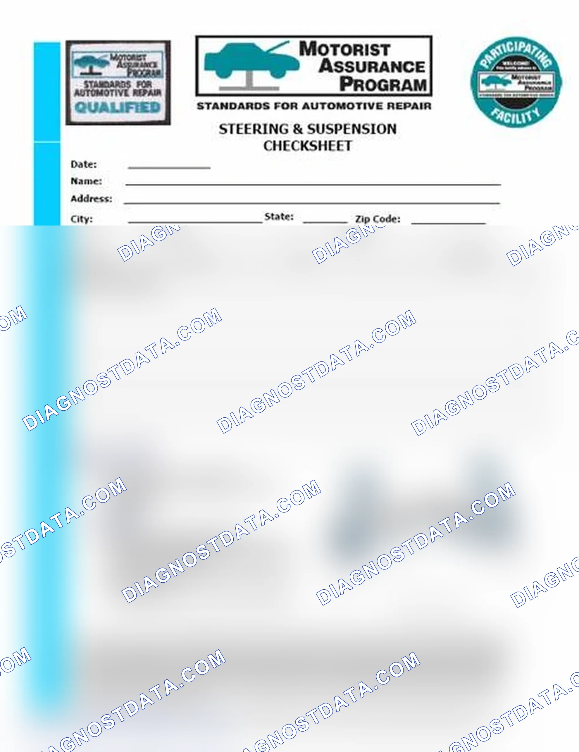 Scheme 11: Steering & Suspension Checksheet (1 Of 2)