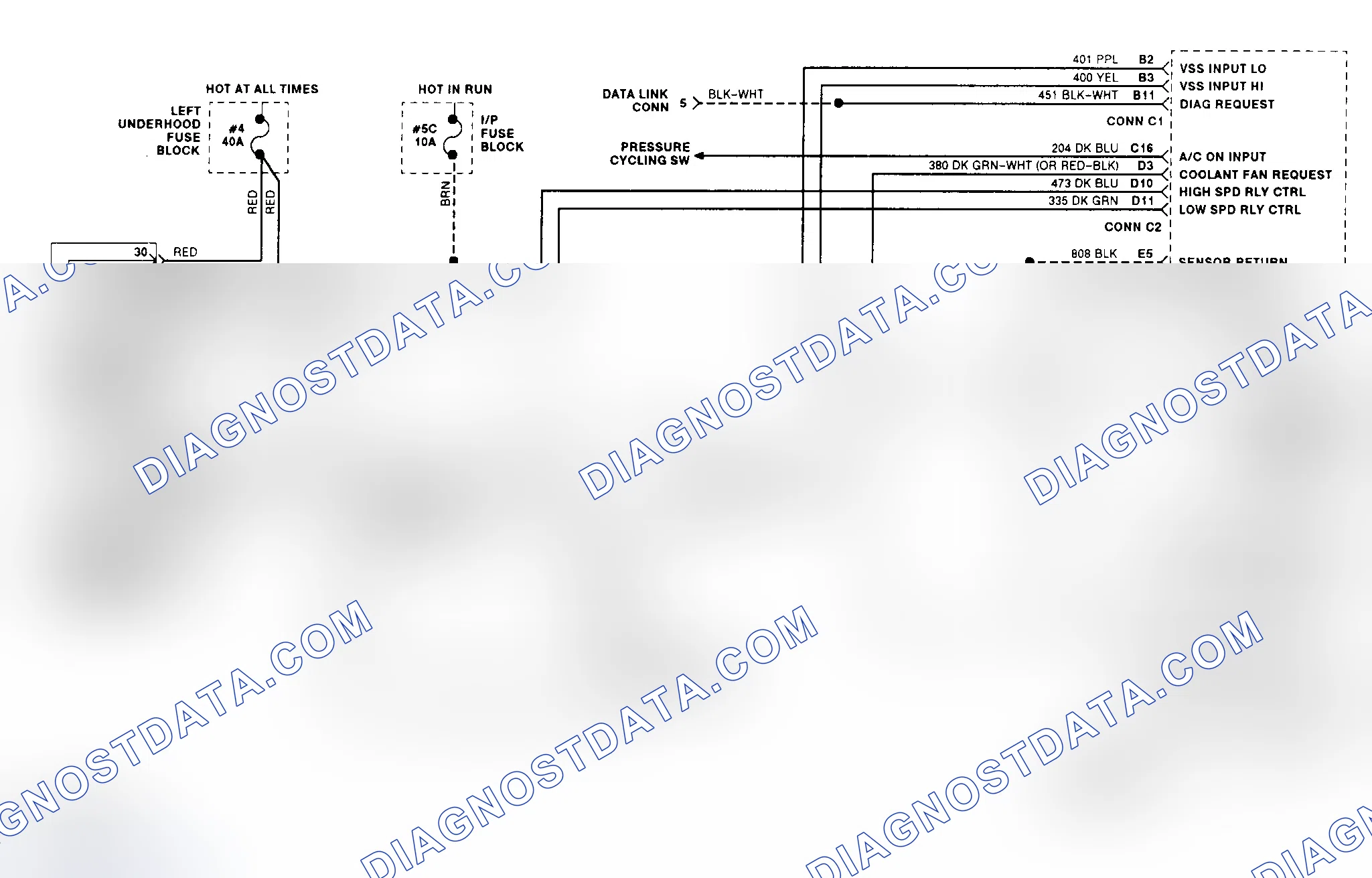 Scheme 5: Cooling Fan Circuit Wiring Diagram ("C" & "H" Body)