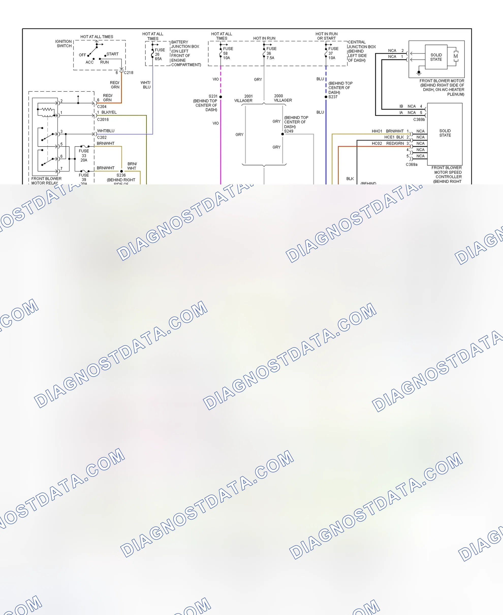 Scheme 22: Automatic A/C-Heater System Wiring Diagram (2000-01 Villager - 1 Of 2)