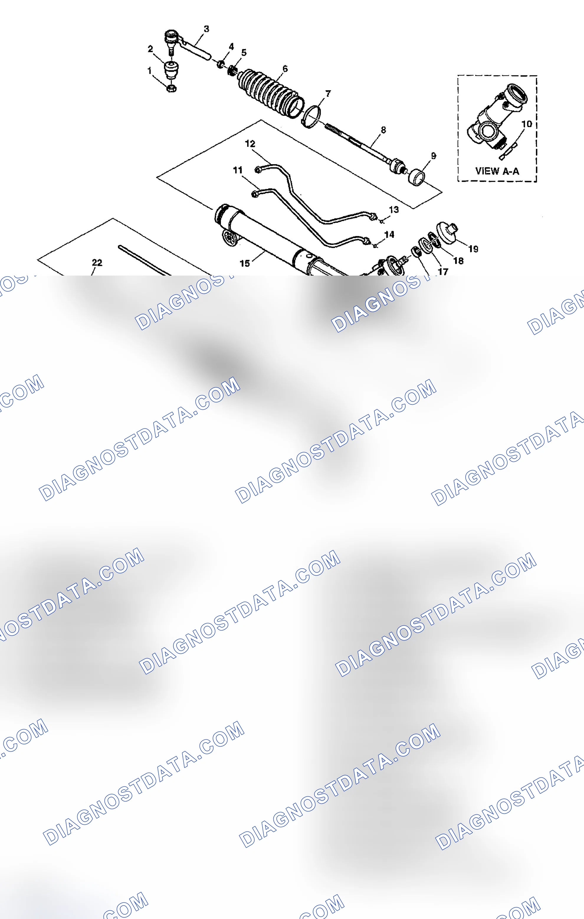 Scheme 3: Power Steering Gear Disassembled View (Rack and Pinion)