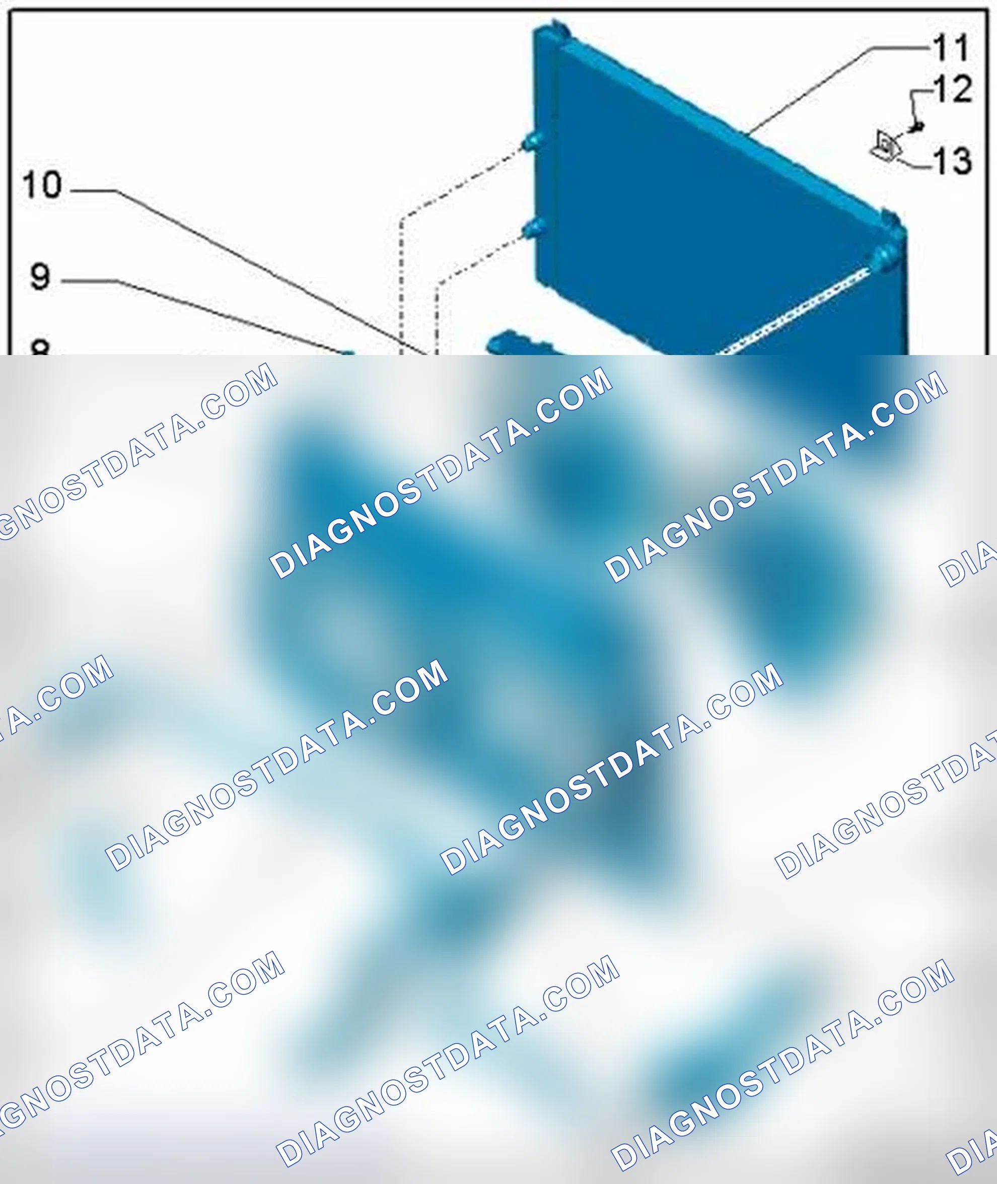 Scheme 297: Radiator and coolant fan, assembly overview