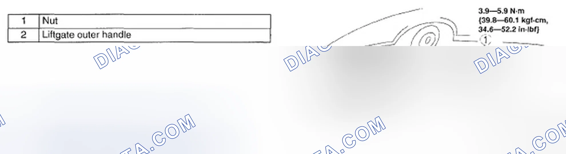 Scheme 47: LIFTGATE OUTER HANDLE REMOVAL/INSTALLATION