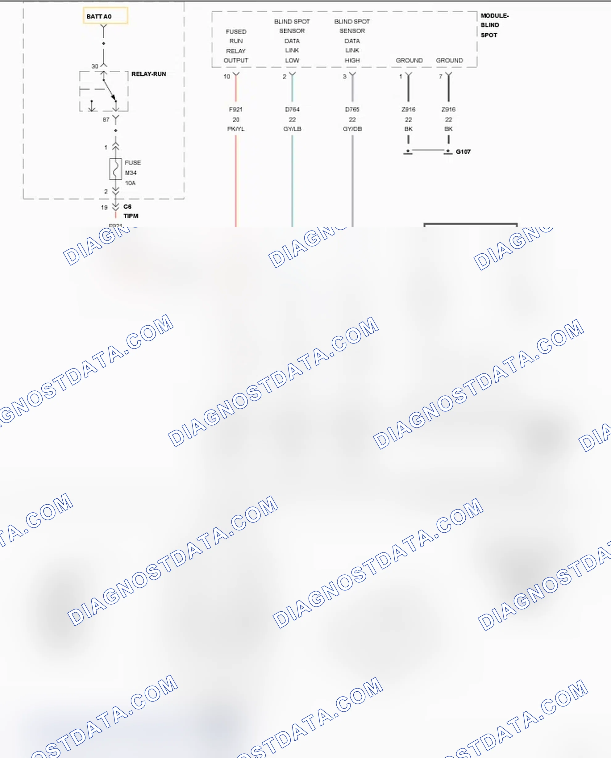 Scheme 3: B128D-16-PASSENGER BLIND SPOT SENSOR-CIRCUIT VOLTAGE BELOW THRESHOLD