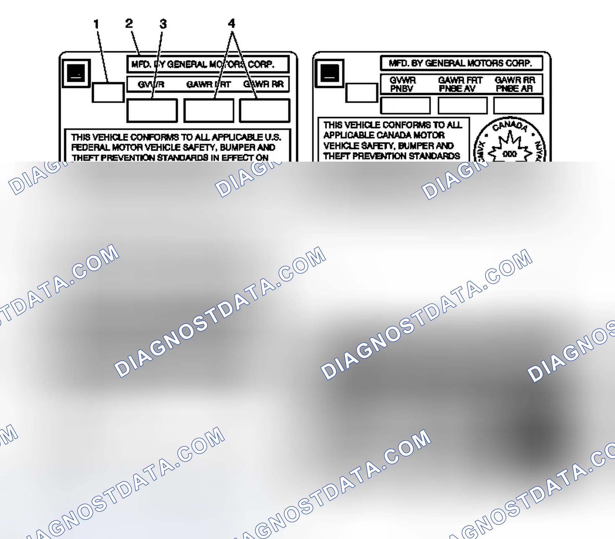Scheme 2: Vehicle Certification, Tire Placard, Anti-Theft, and Service Parts ID Label