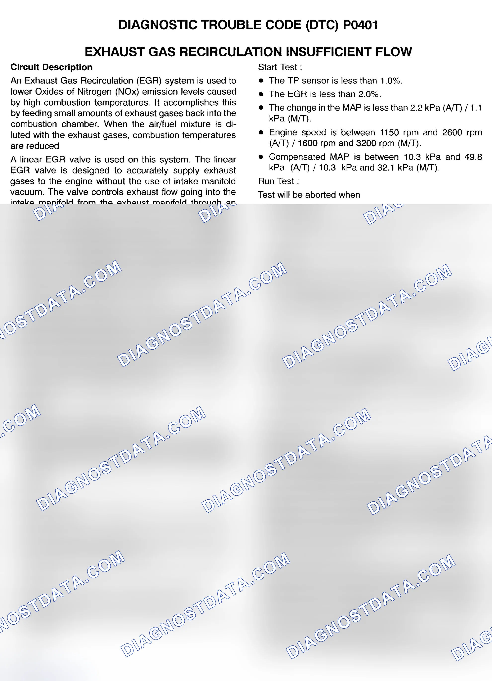 Scheme 137: DTC P0401: EXHAUST GAS RECIRCULATION INSUFFICIENT FLOW