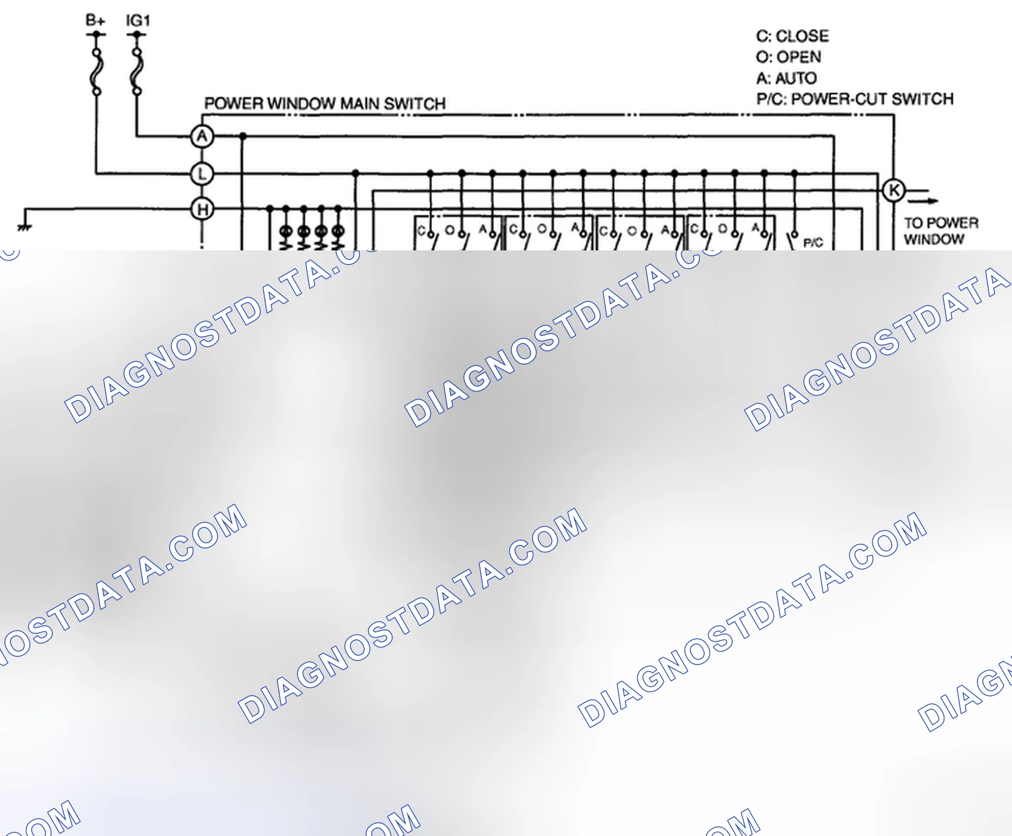 Scheme 1: POWER WINDOW SYSTEM WIRING DIAGRAM [POWER WINDOW SYSTEM]