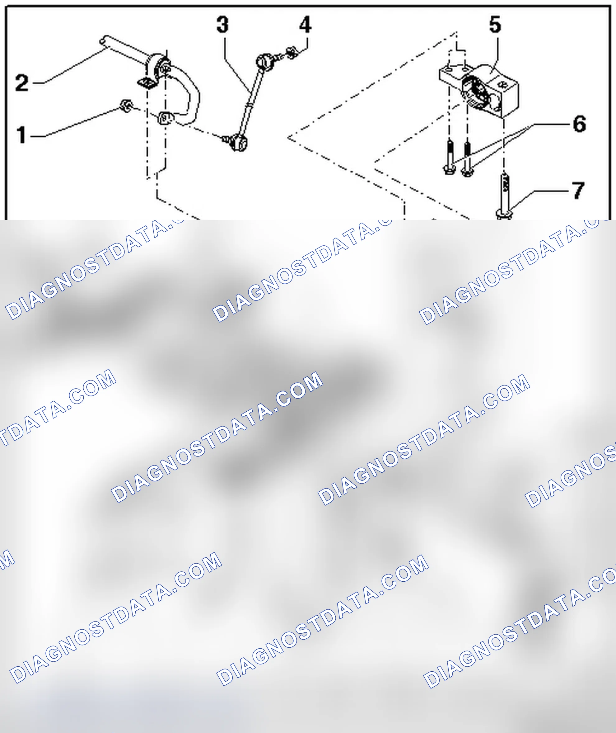 Scheme 127: SUBFRAME, STABILIZER BAR, TRANSVERSE LINK, BALL JOINT, AND LEVEL CONTROL SYSTEM SENSOR ASSEMBLY OVER